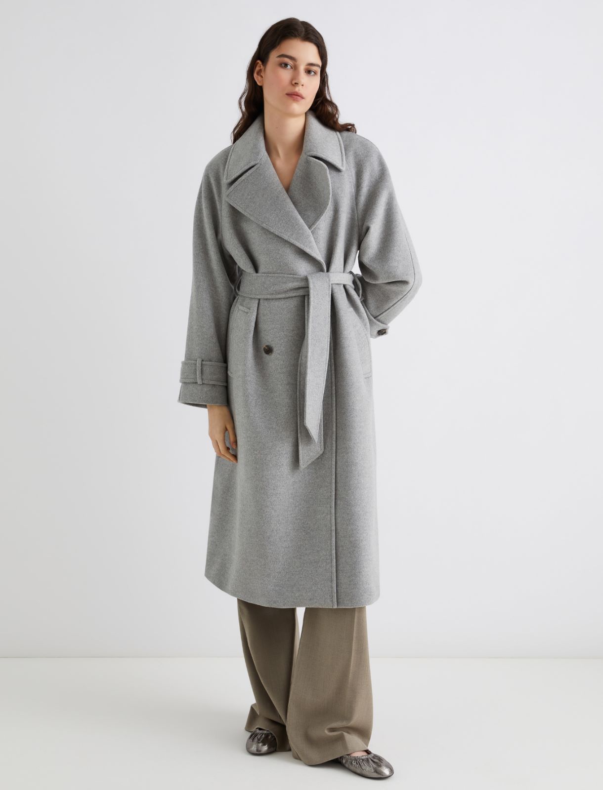 Wool and cashmere broadcloth coat - MELANGE GREY - Marella - 3