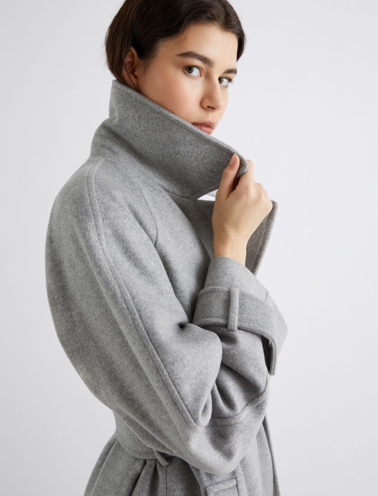 Wool and cashmere broadcloth coat - MELANGE GREY - Marella - 5
