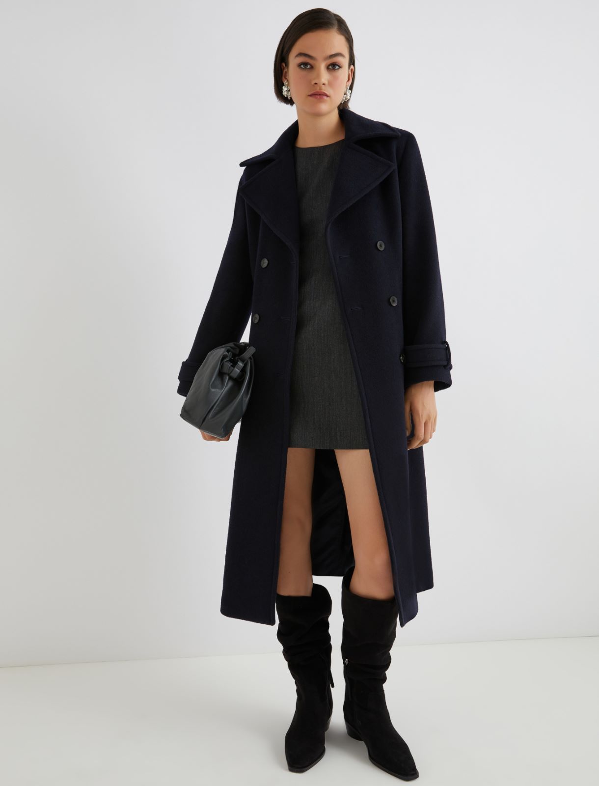 Double-breasted coat with tab detail - NAVY - Marella - 2