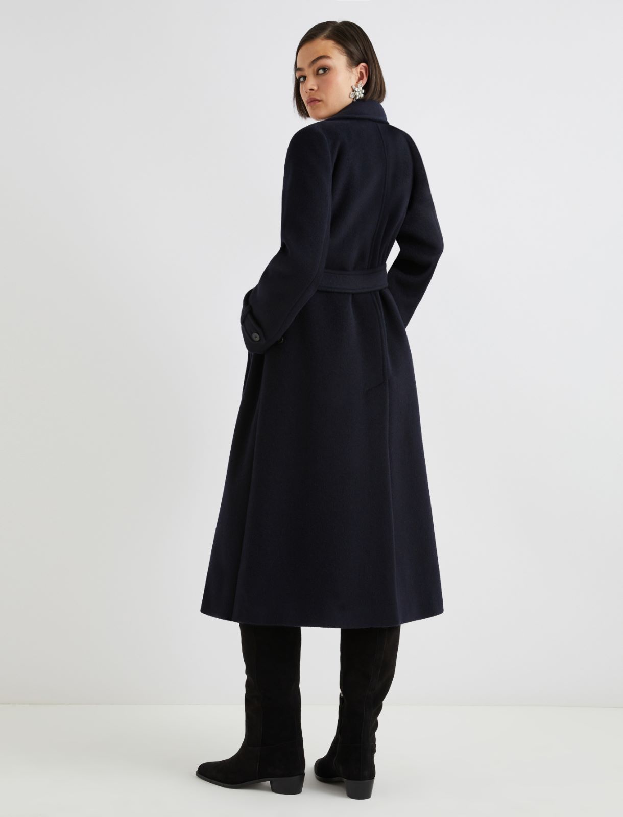 Double-breasted coat with tab detail - NAVY - Marella - 3
