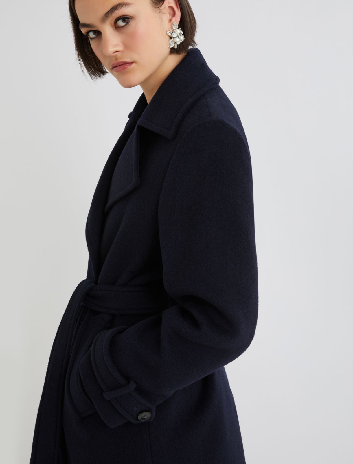 Double-breasted coat with tab detail - NAVY - Marella - 5