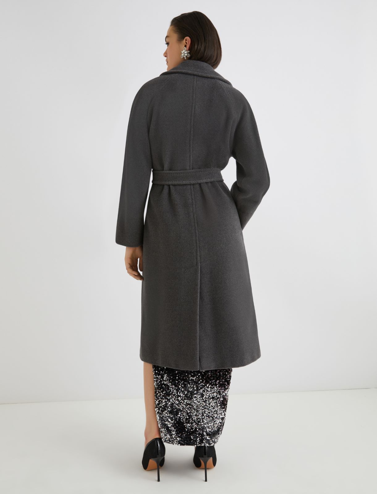 Double-breasted beaver cloth coat - MELANGE GREY - Marella - 3