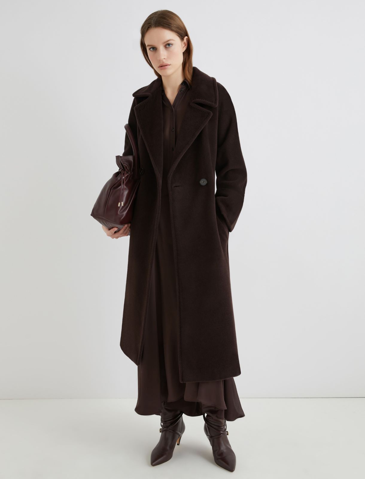 Double-breasted beaver cloth coat - BROWN - Marella - 2
