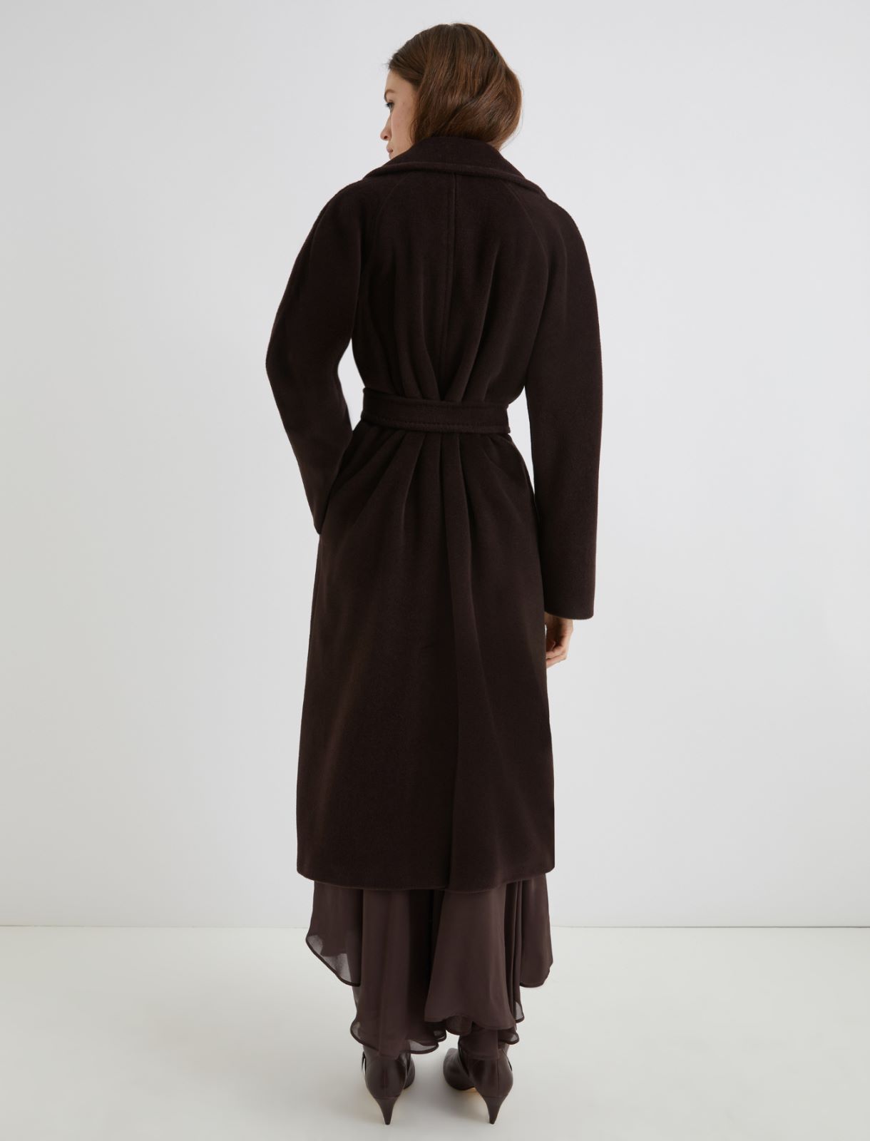 Double-breasted beaver cloth coat - BROWN - Marella - 3