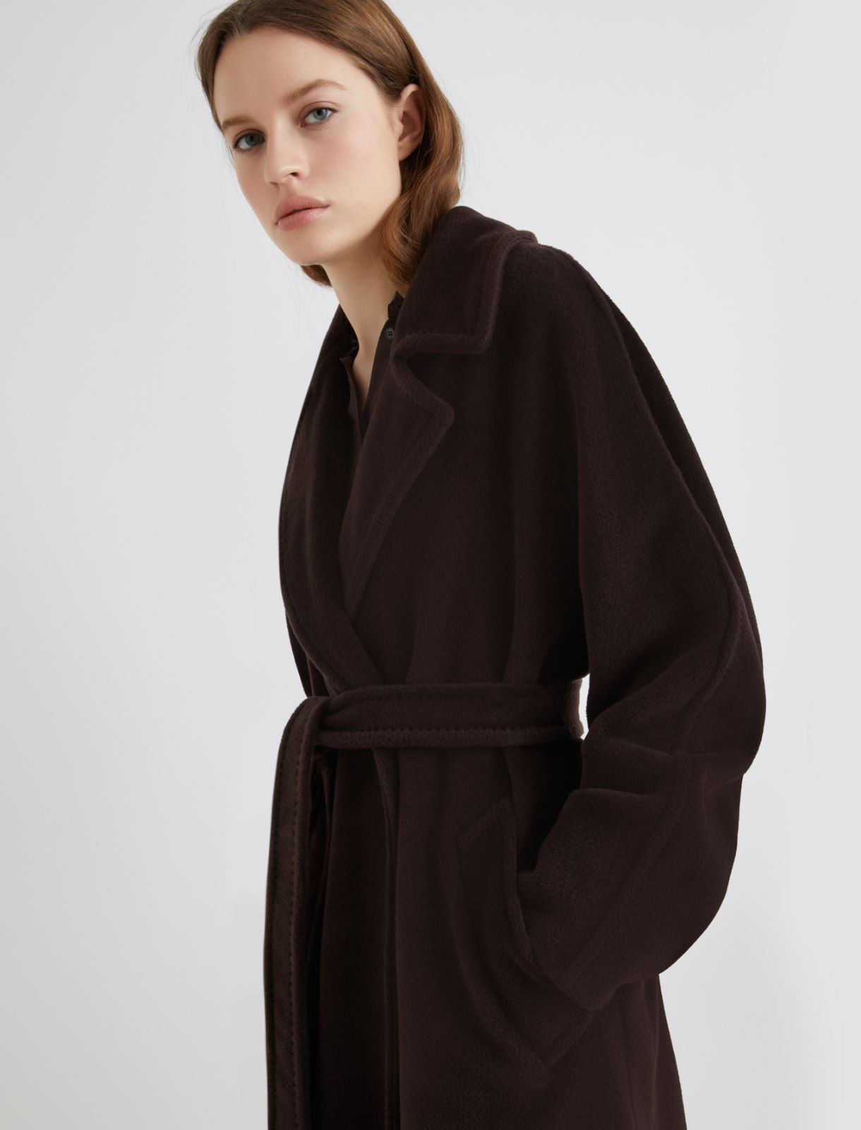 Double-breasted beaver cloth coat - BROWN - Marella - 5