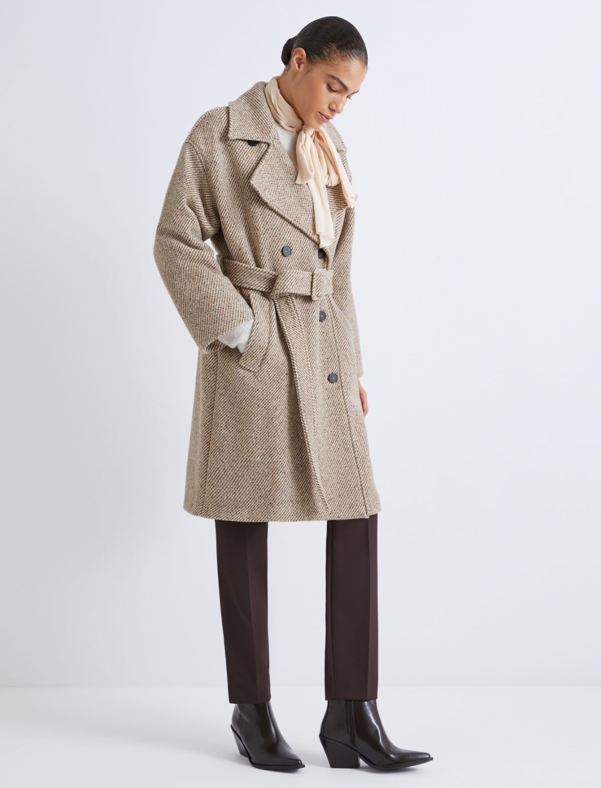 Double-breasted alpaca coat - NATURAL - Marella - 4