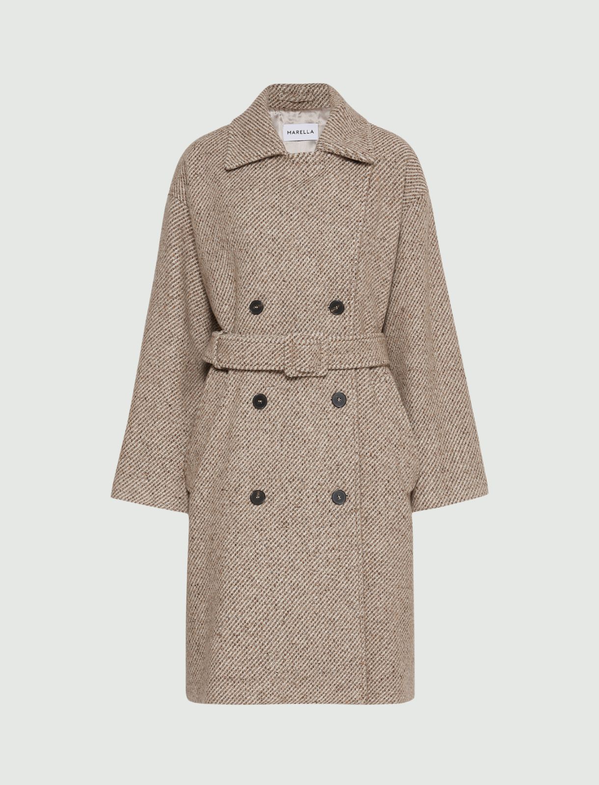 Double-breasted alpaca coat - NATURAL - Marella