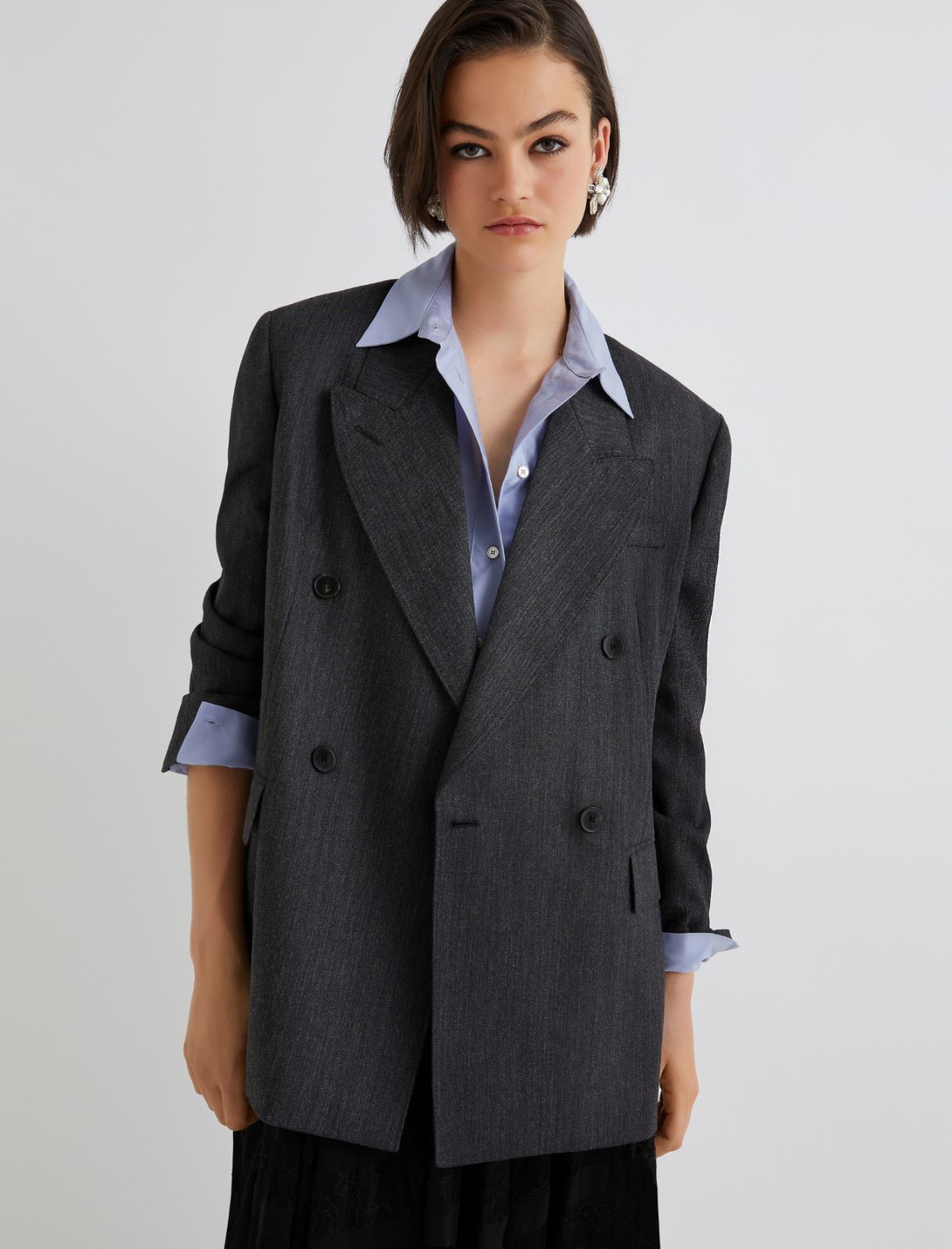 Double-breasted wool blazer - GREY - Marella - 6