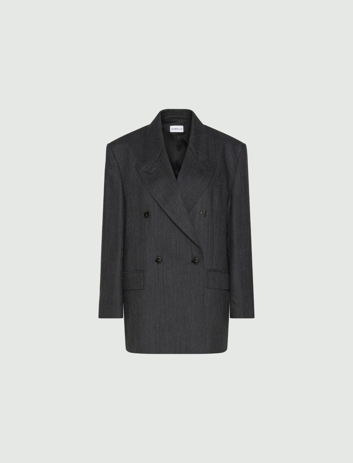 Double-breasted wool blazer - GREY - Marella