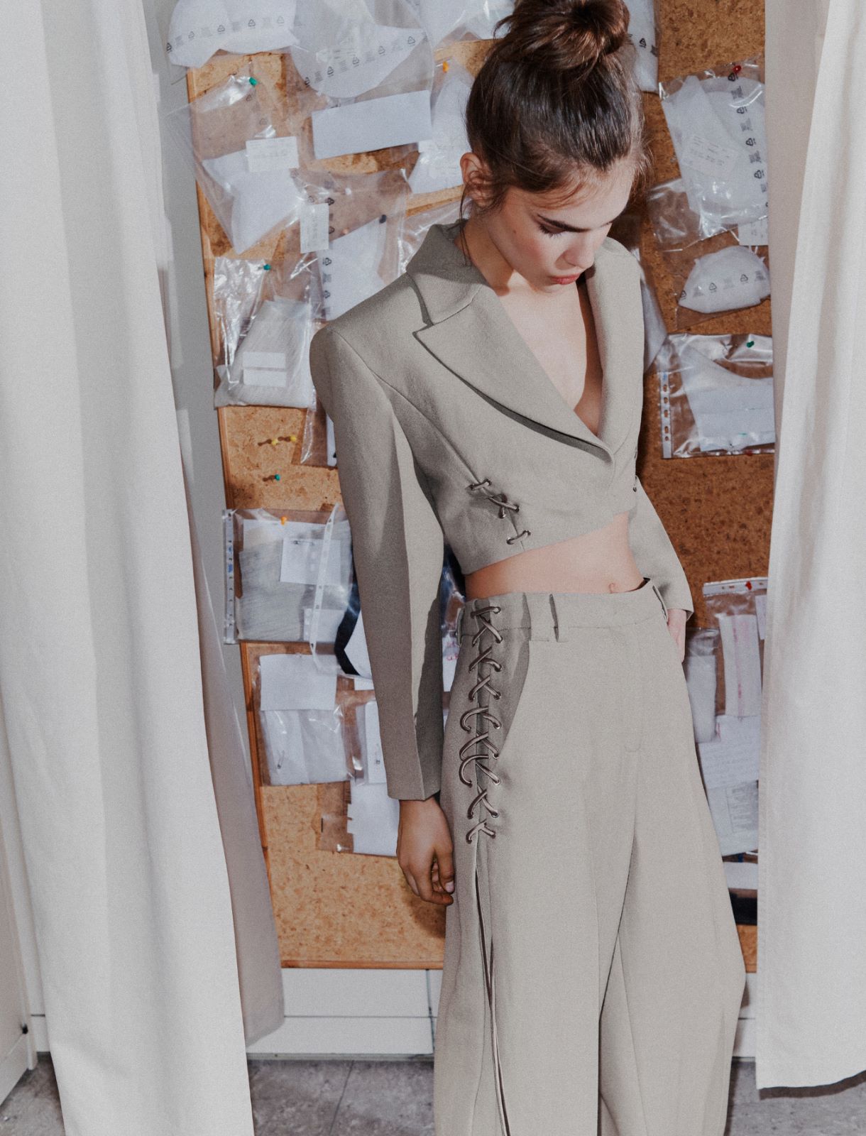 Blazer cropped à lacets - GRIS CLAIR - Marella - 6