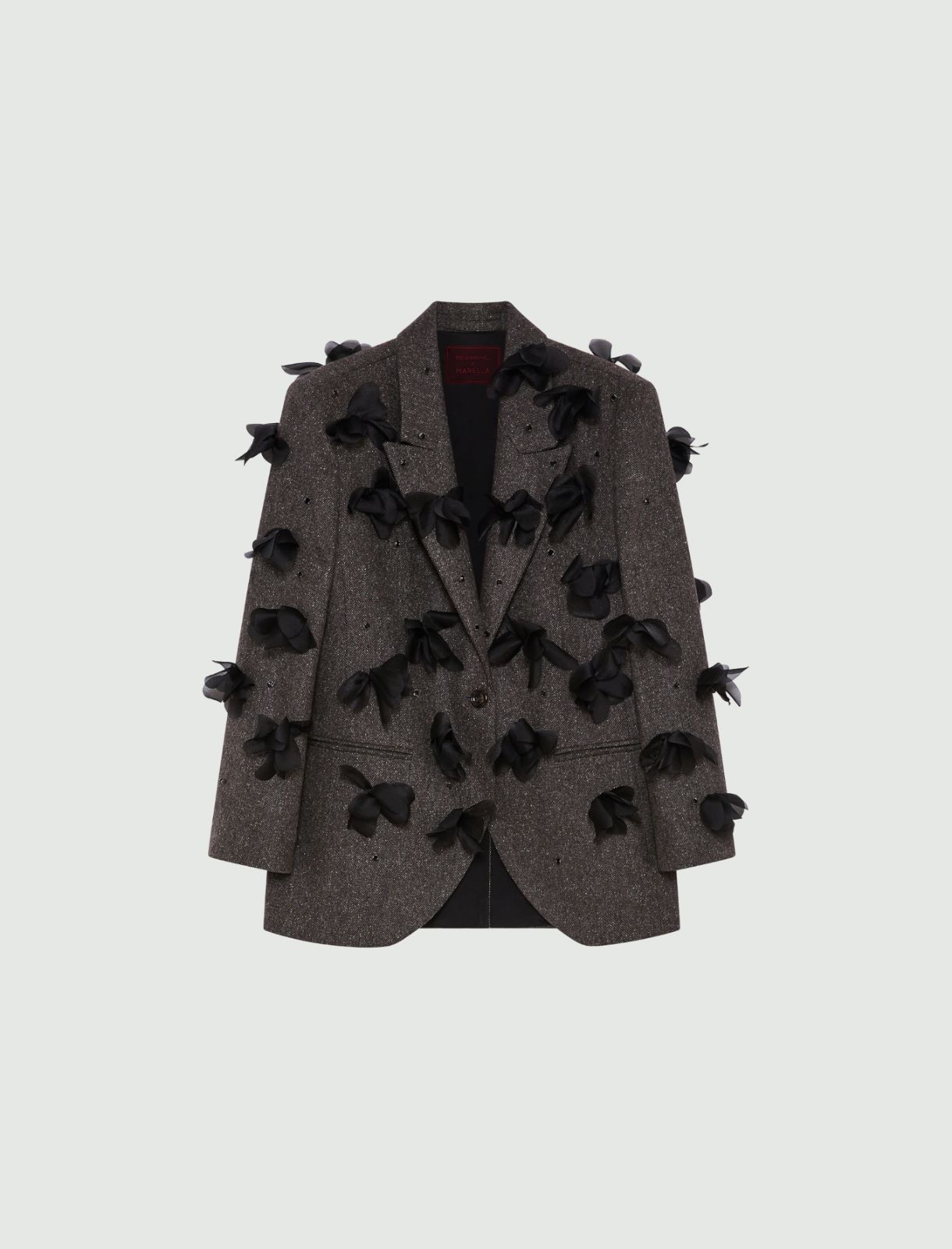 Blazer avec fleurs et broderies - CHOCOLAT - Marella