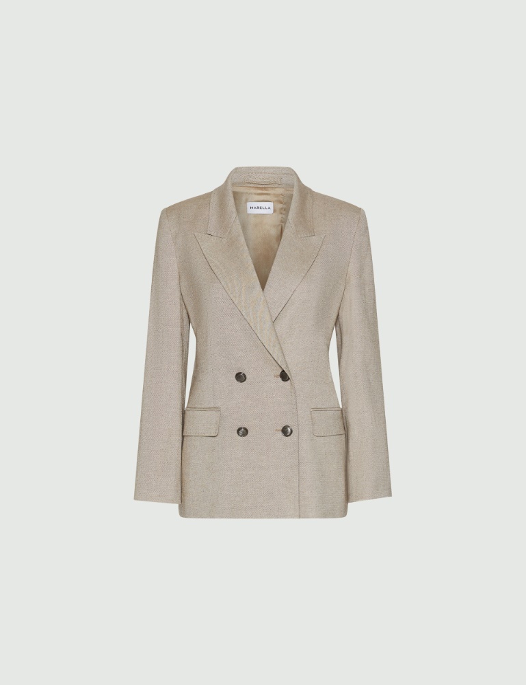 Double-breasted wool-blend twill blazer - Marella