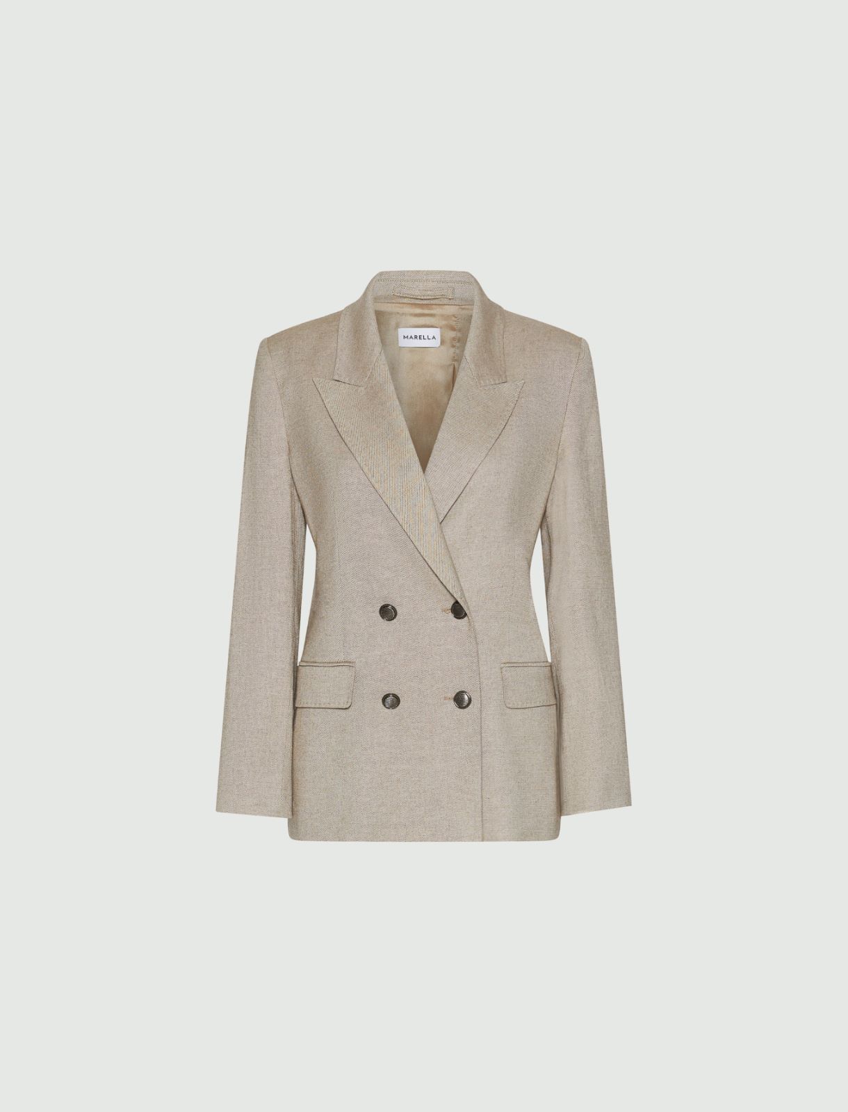 Double-breasted wool-blend twill blazer - HAZELNUT BROWN - Marella
