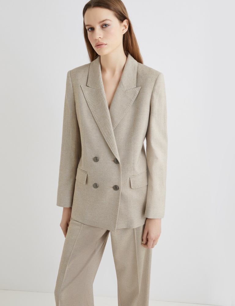 Double-breasted wool-blend twill blazer - Marella
