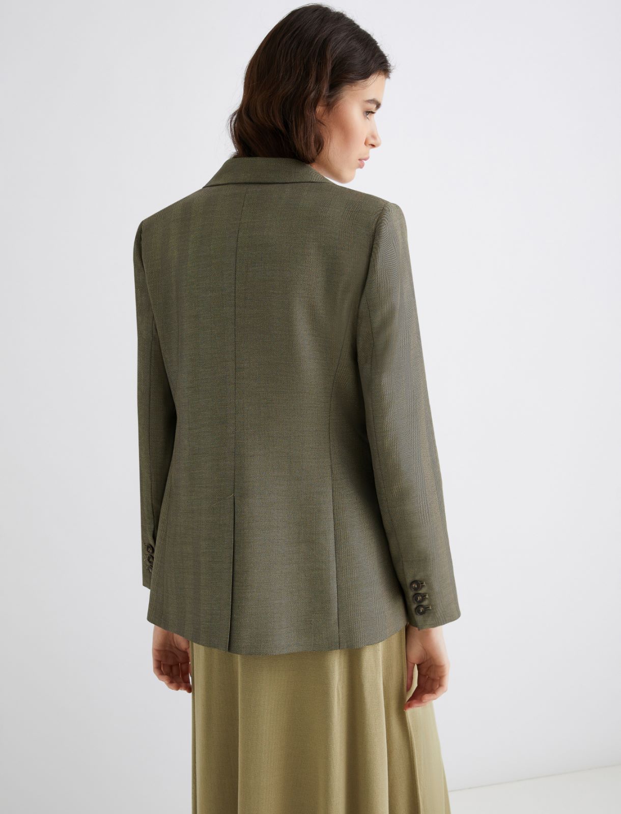 Jacke aus fließendem, diagonal gewebtem Stoff mit Kristallen - KHAKI - Marella - 2