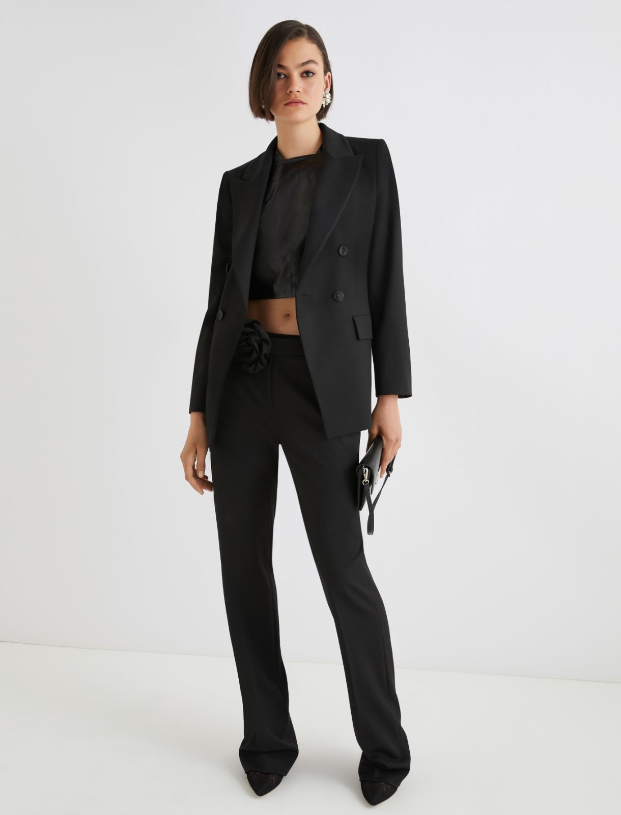 Double-breasted stretch blazer - BLACK - Marella - 2