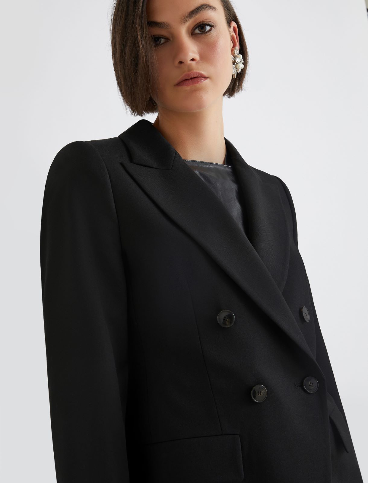 Double-breasted stretch blazer - BLACK - Marella - 5