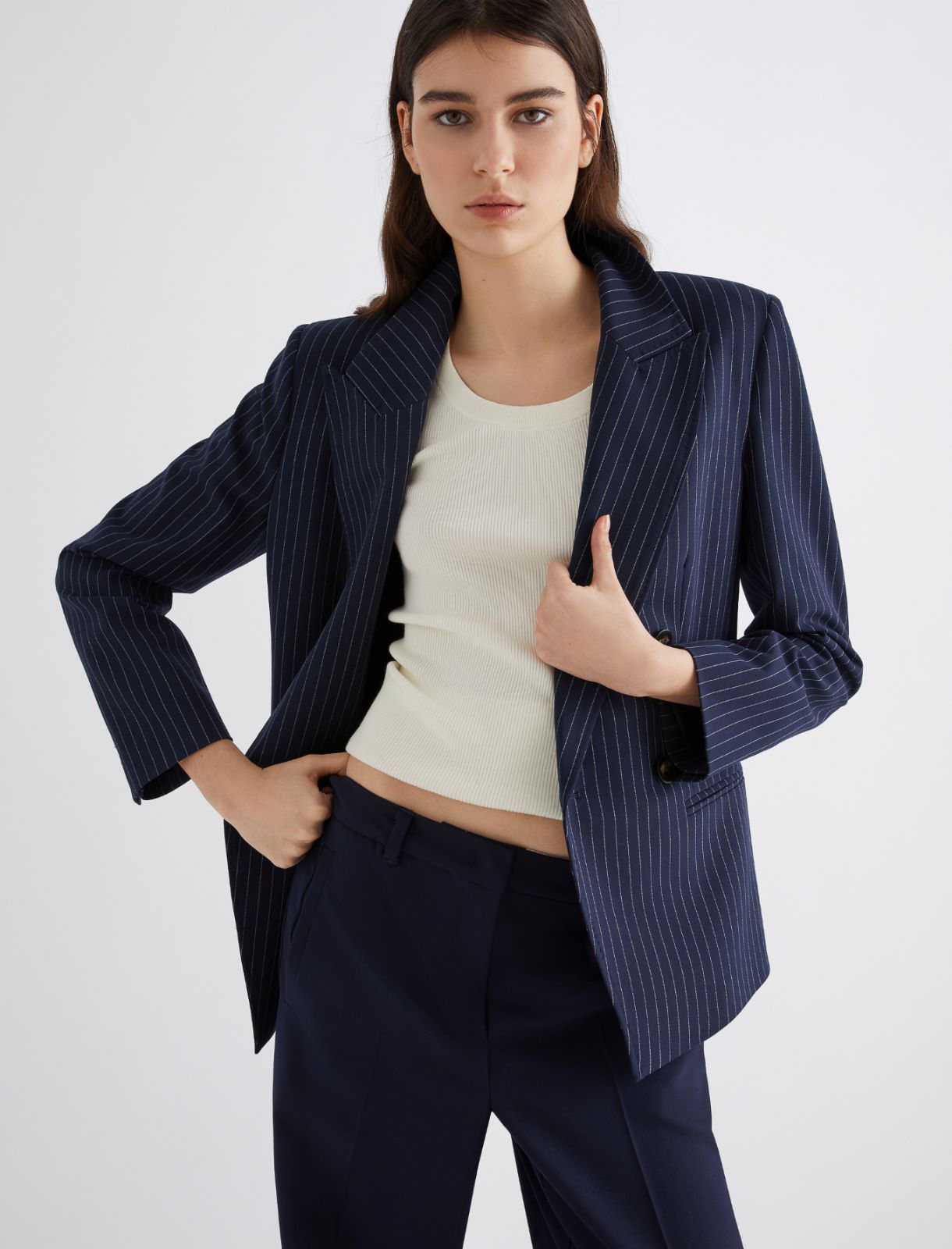 Stretch canvas blazer - NAVY - Marella - 4