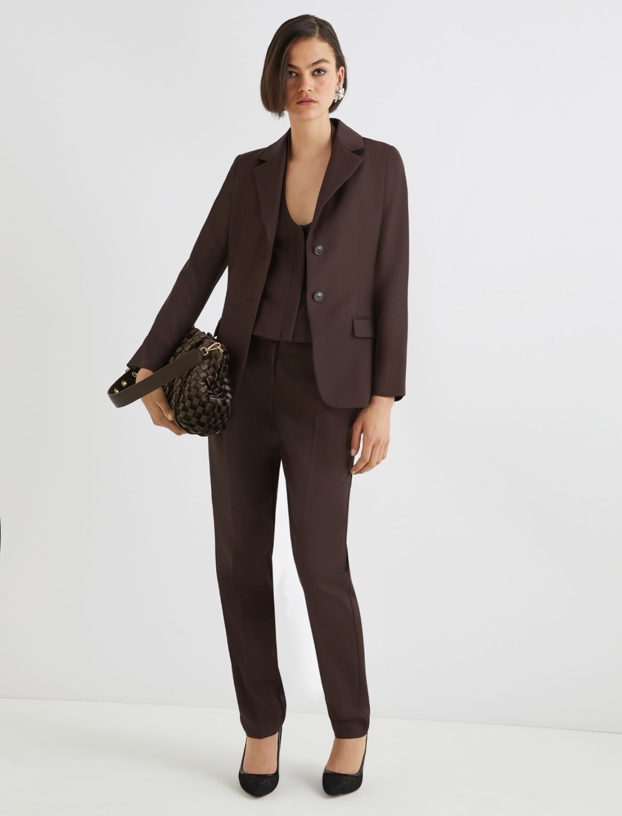 Single-breasted wool-blend blazer - BROWN - Marella - 2