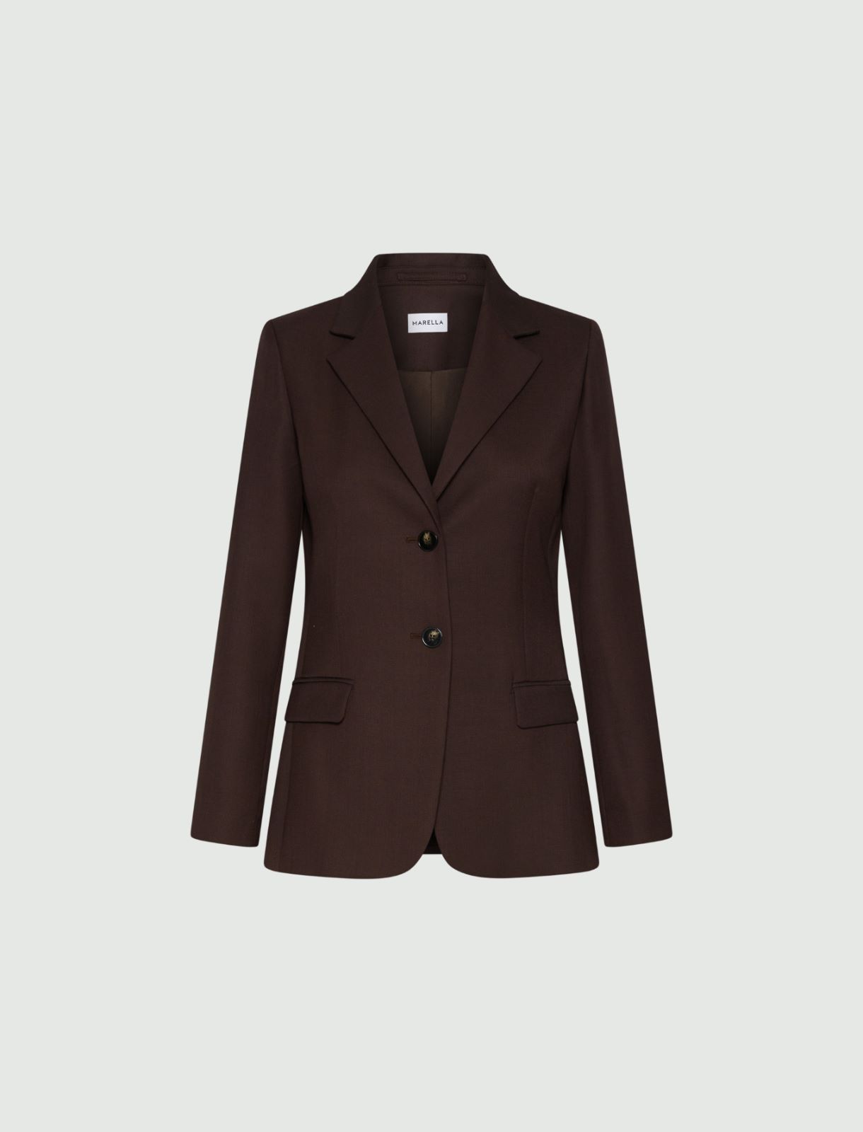 Single-breasted wool-blend blazer - BROWN - Marella