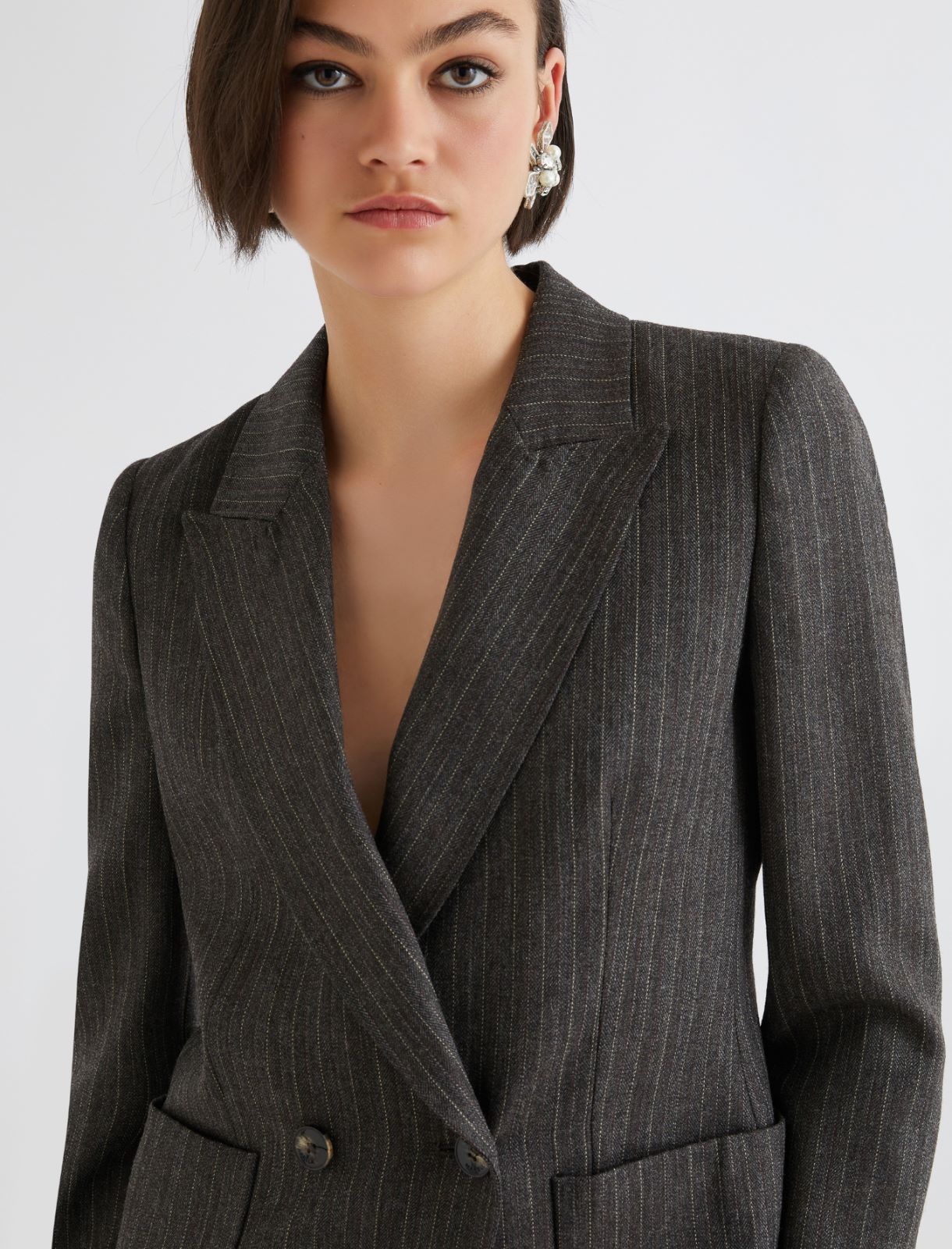 Double-breasted pure wool blazer - BROWN - Marella - 5