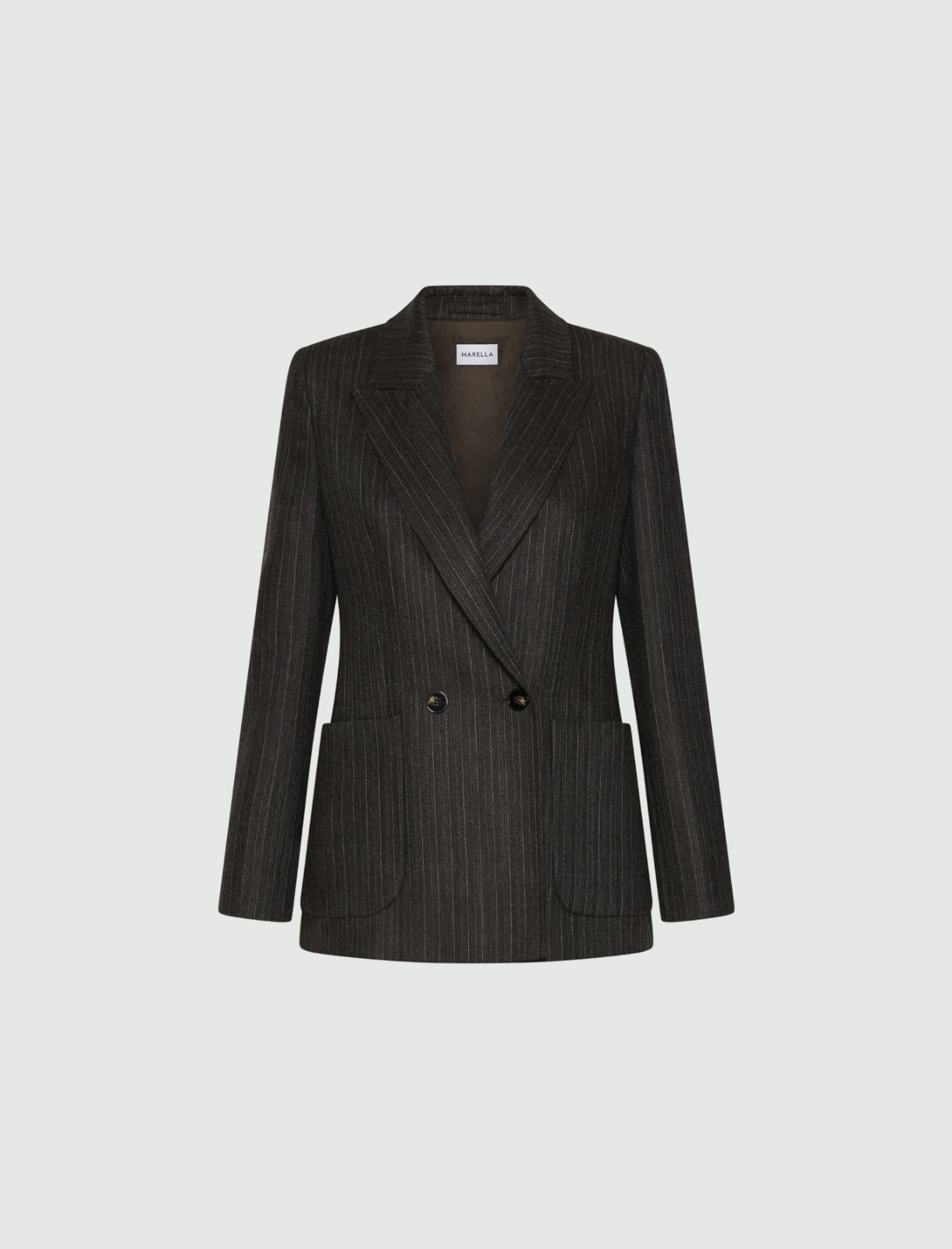 Double-breasted pure wool blazer - BROWN - Marella