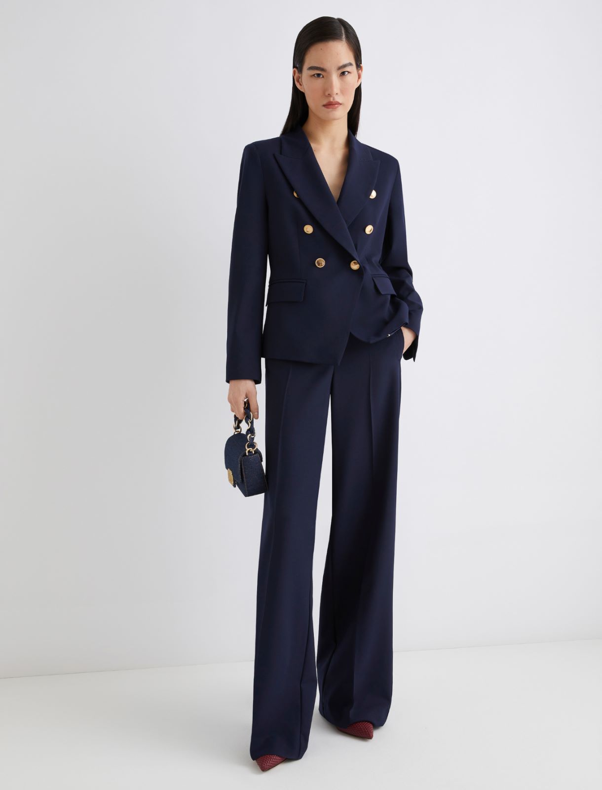 Veste ajustée en laine mélangée stretch - BLEU - Marella - 2