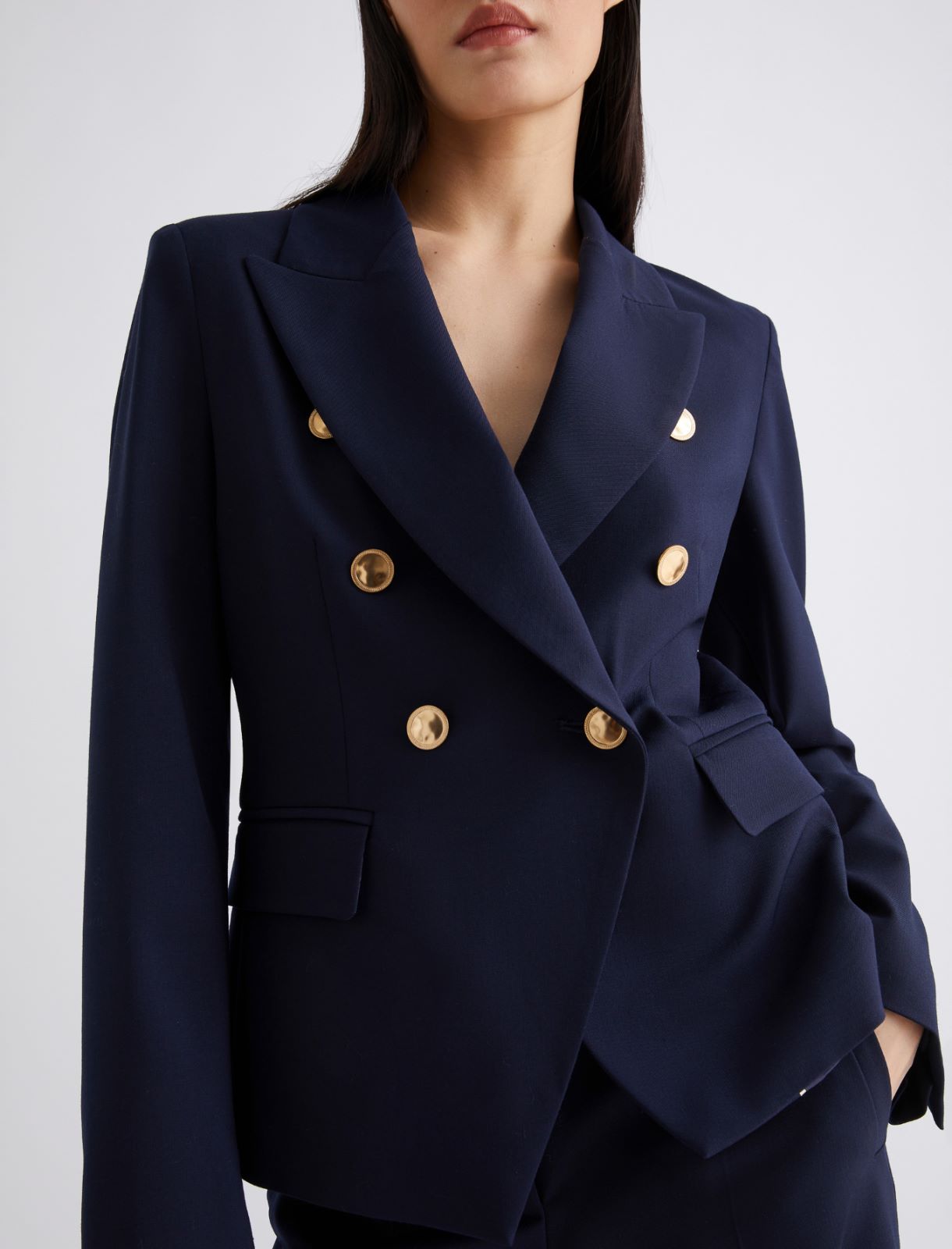 Veste ajustée en laine mélangée stretch - BLEU - Marella - 5