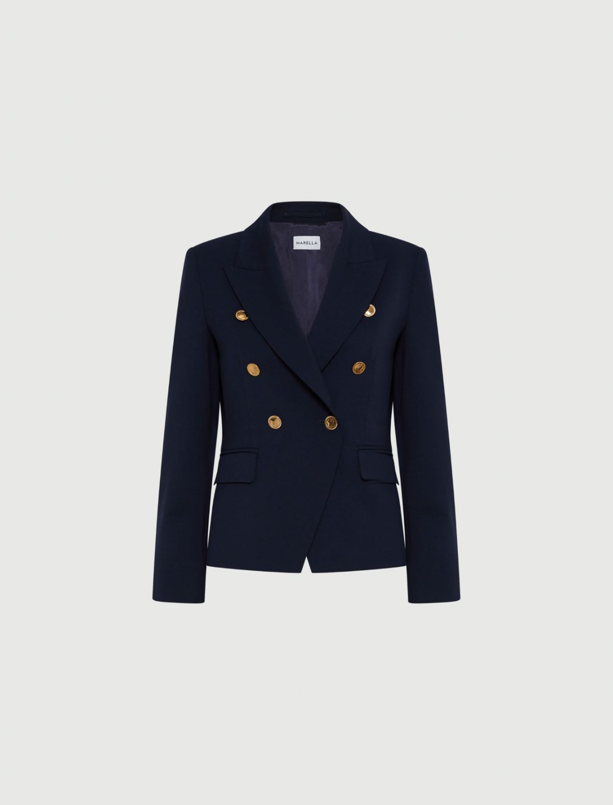 Veste ajustée en laine mélangée stretch - BLEU - Marella