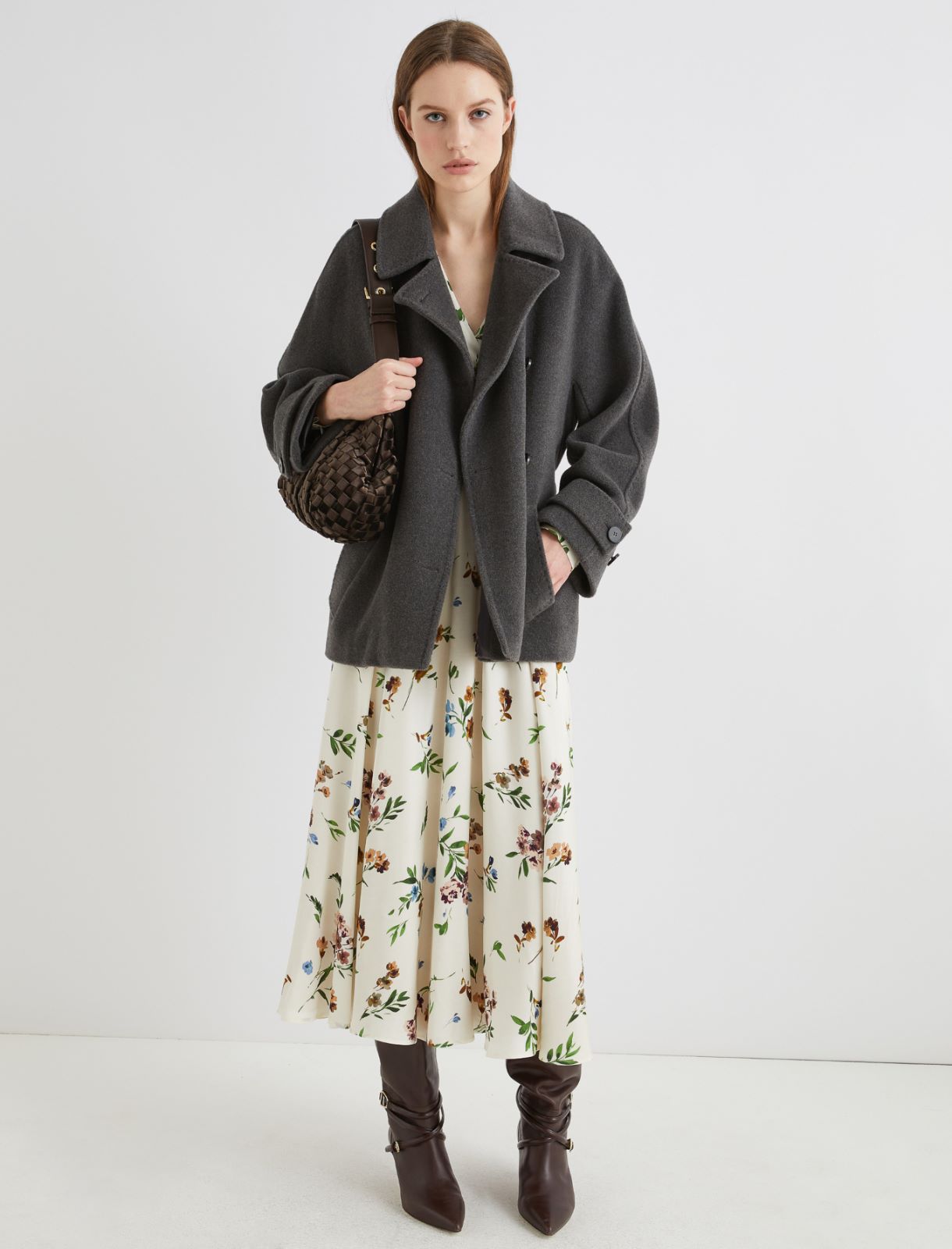 Belted pure wool heavy jacket - MELANGE GREY - Marella - 2