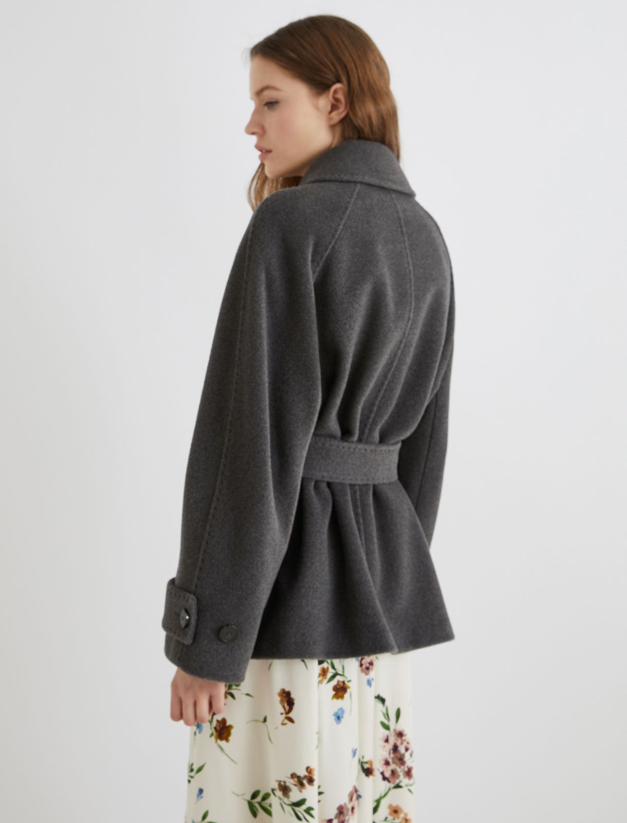 Belted pure wool heavy jacket - MELANGE GREY - Marella - 3