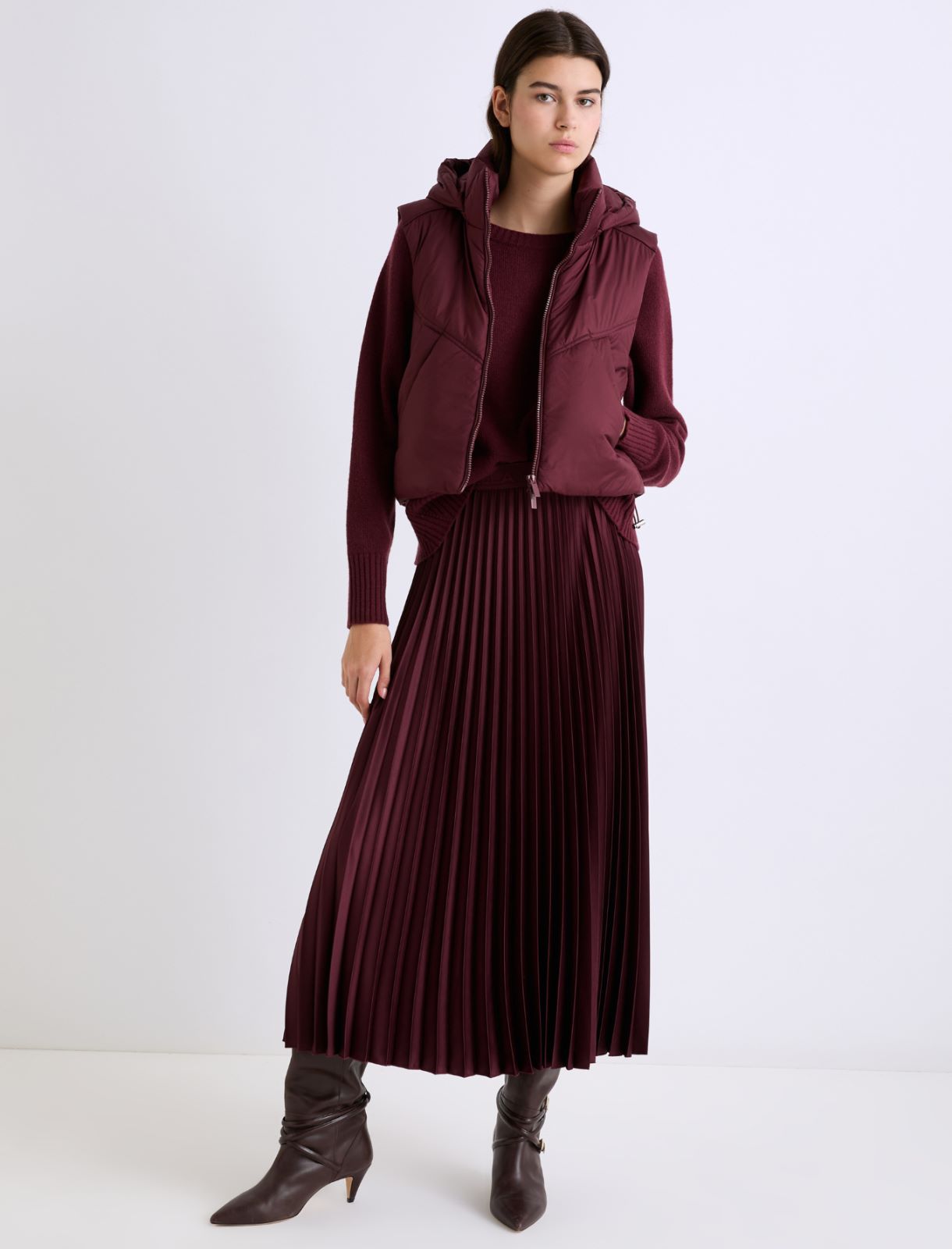 Plissé-pleated skirt - BORDEAUX - Marella - 2