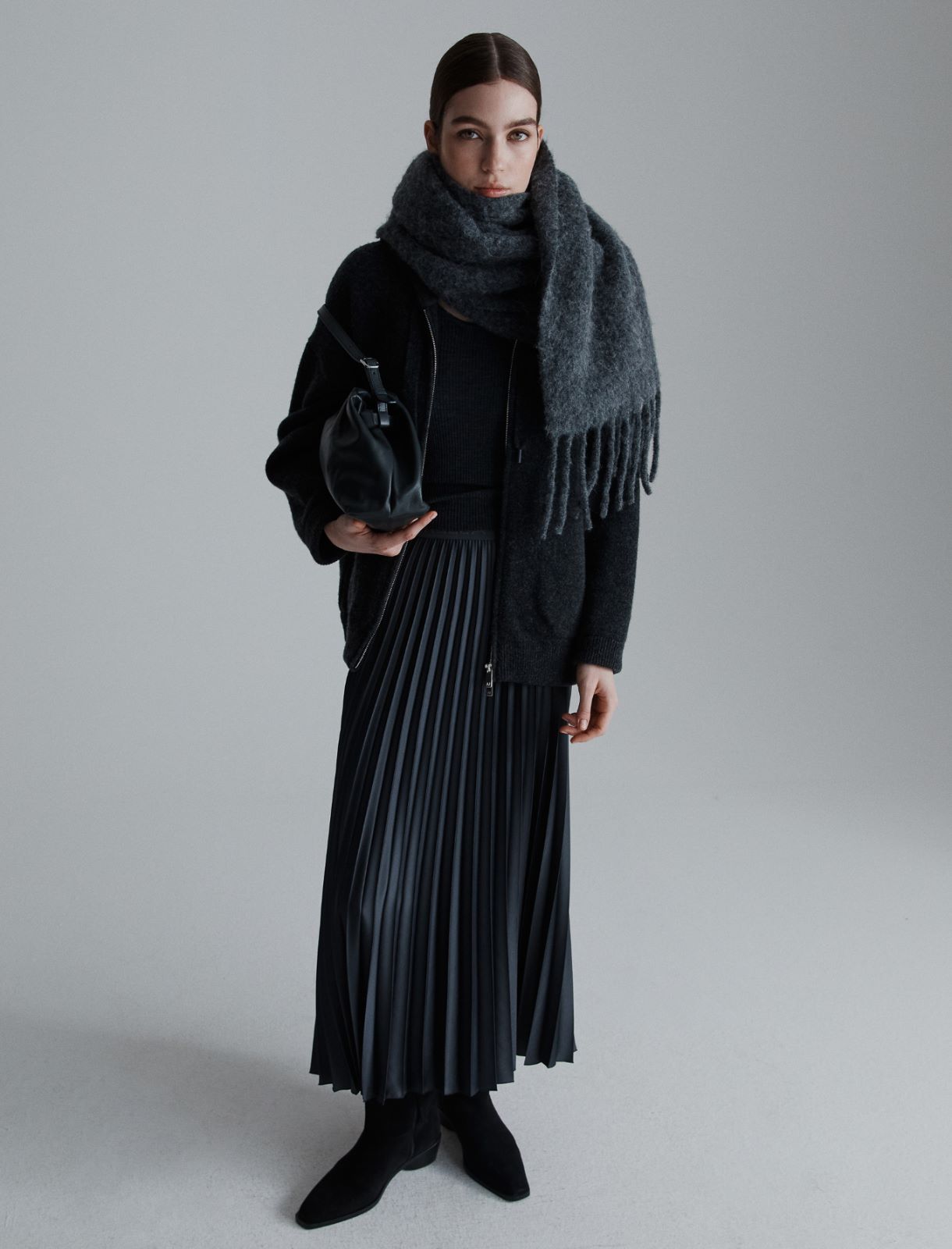 Plissé-pleated skirt - DARK GREY - Marella - 2
