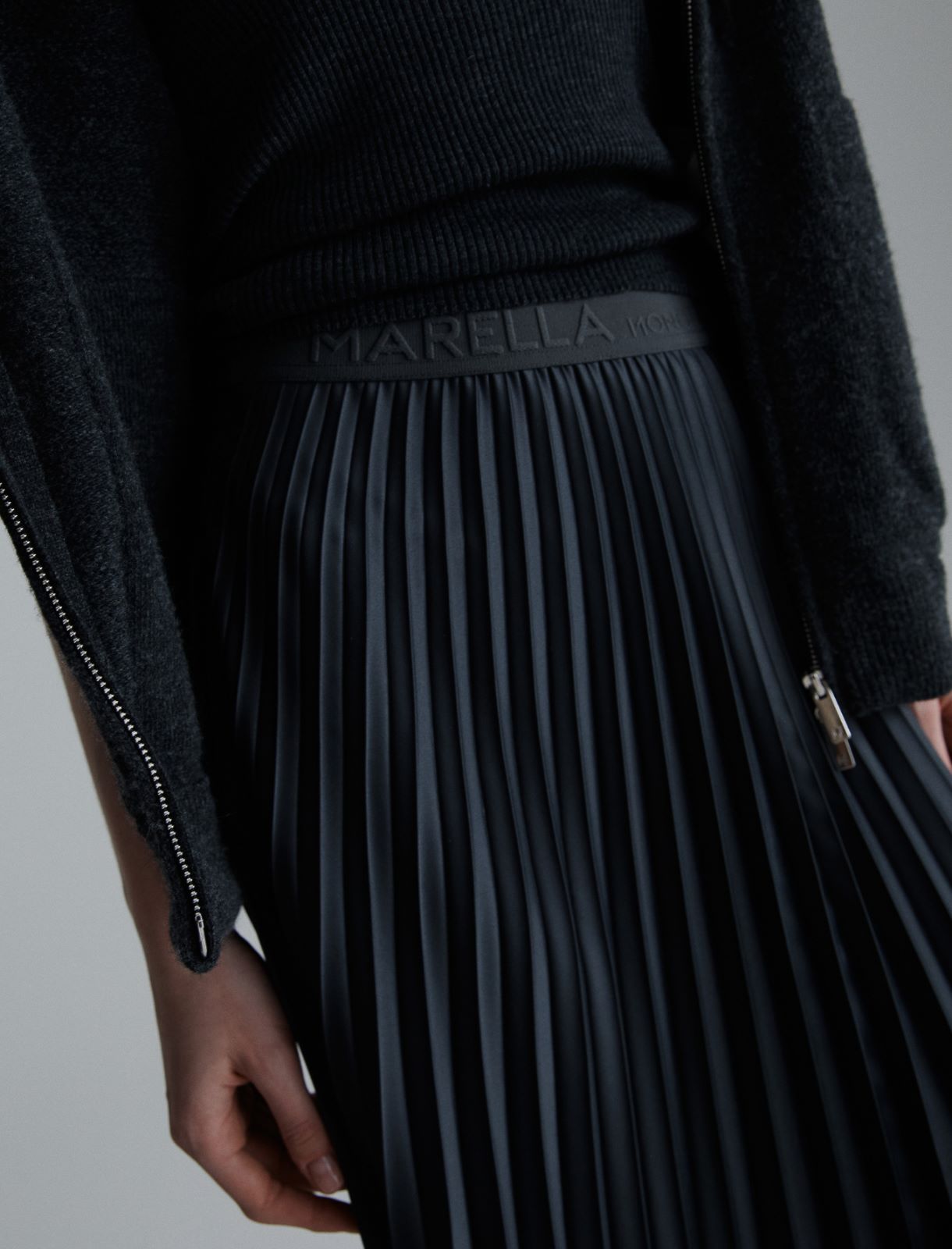 Plissé-pleated skirt - DARK GREY - Marella - 5