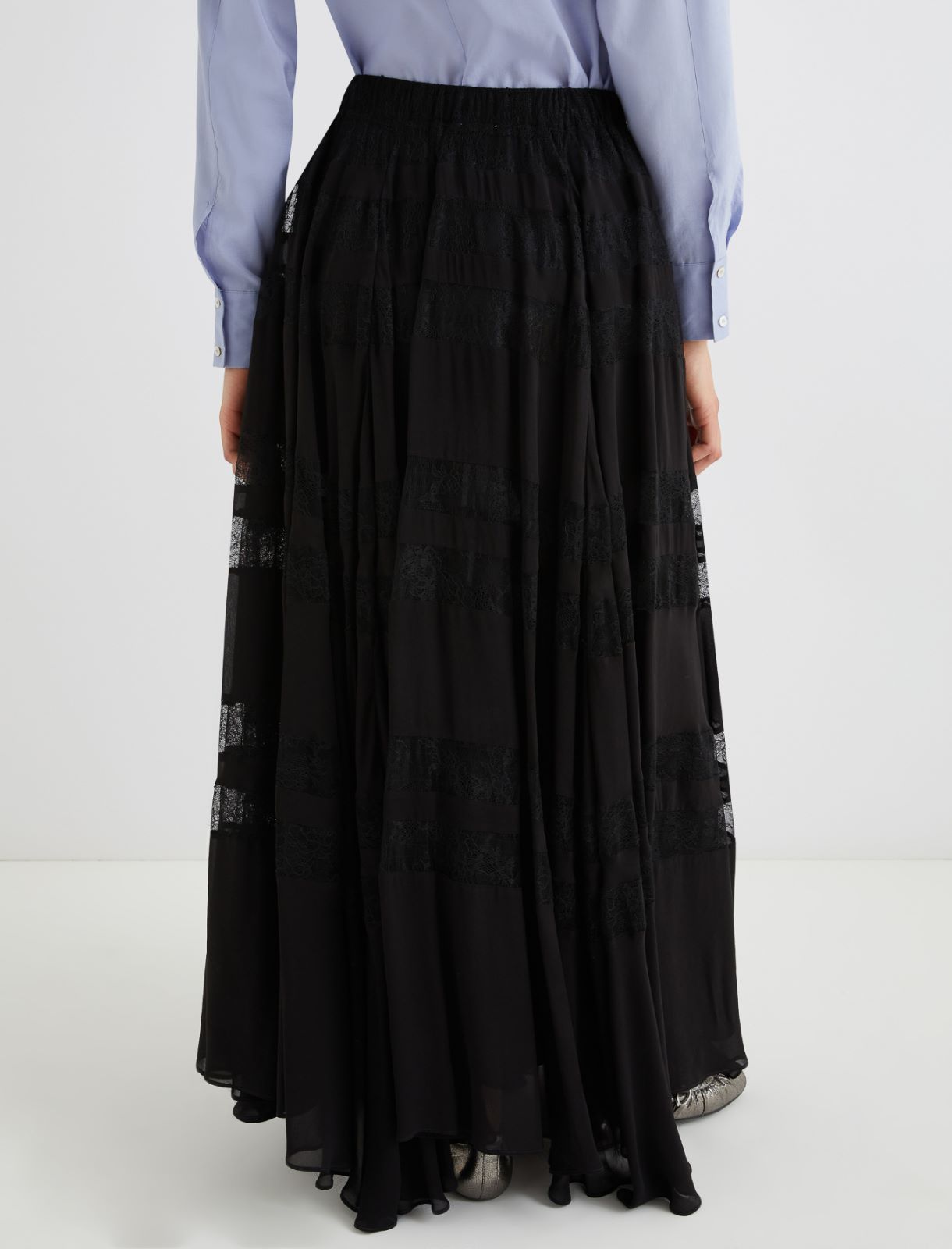 Lace-insert skirt - BLACK - Marella - 3