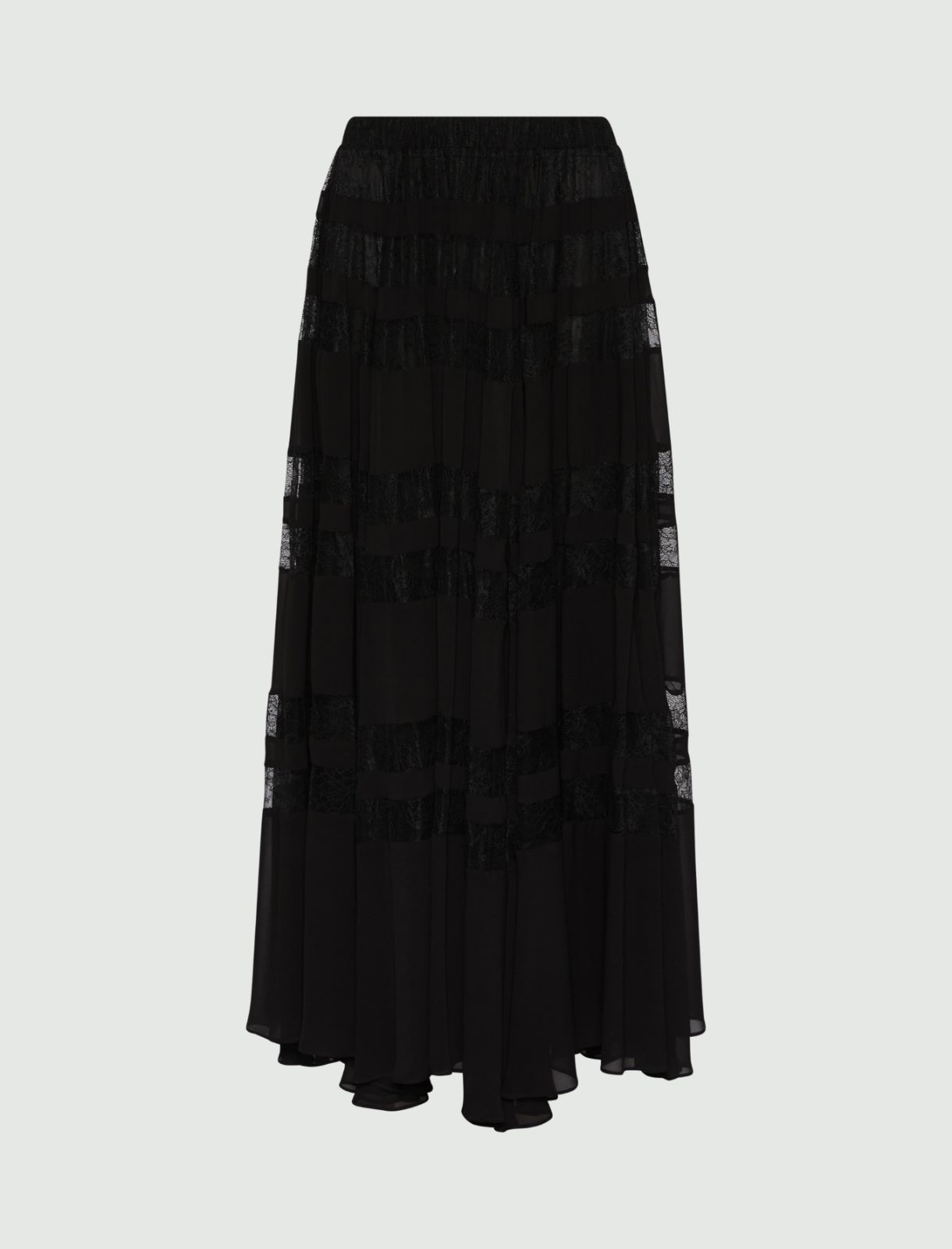 Lace-insert skirt - BLACK - Marella