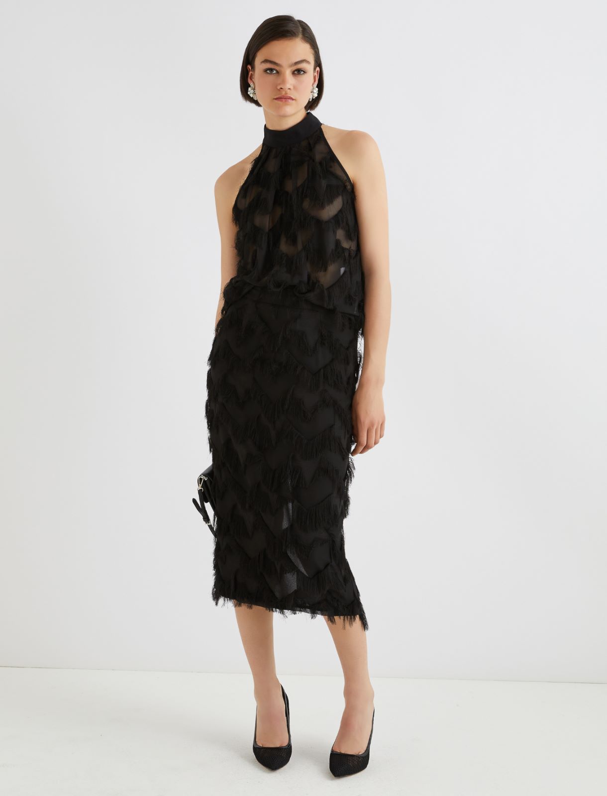 Fil coupé-detail skirt - BLACK - Marella