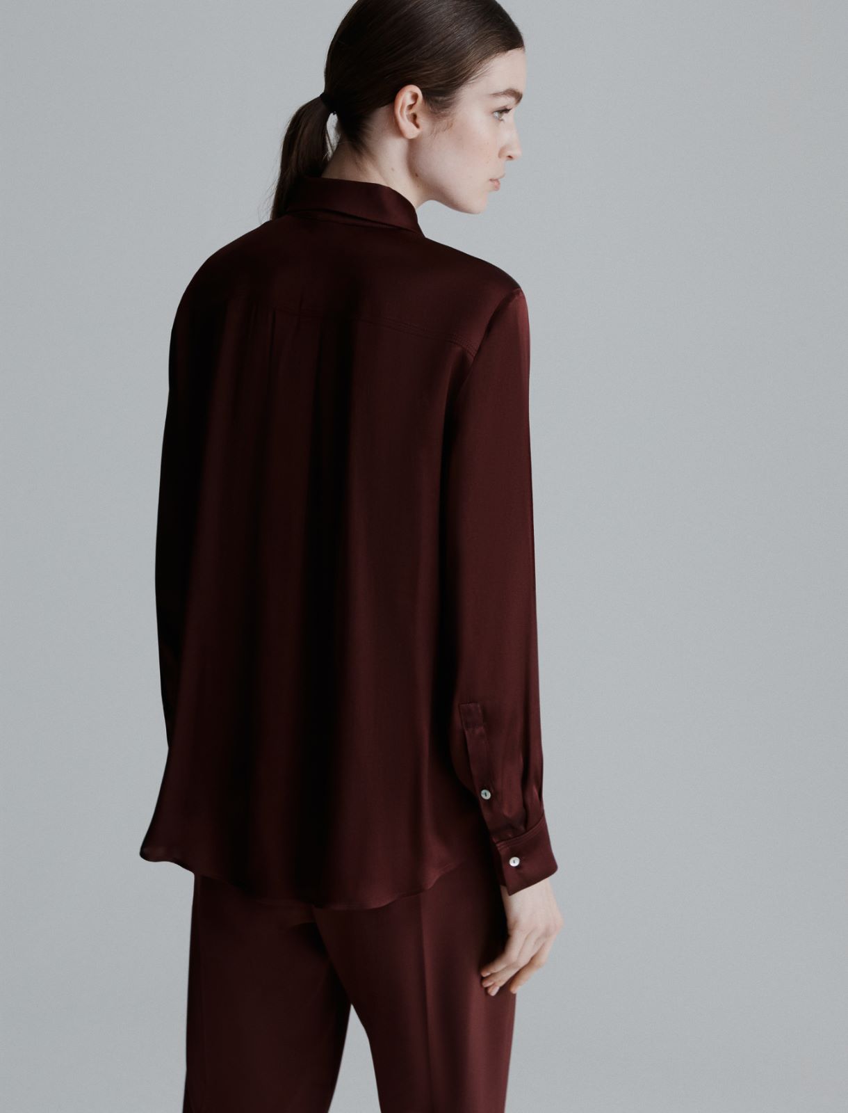 Silk-blend satin shirt - BORDEAUX - Marella - 2