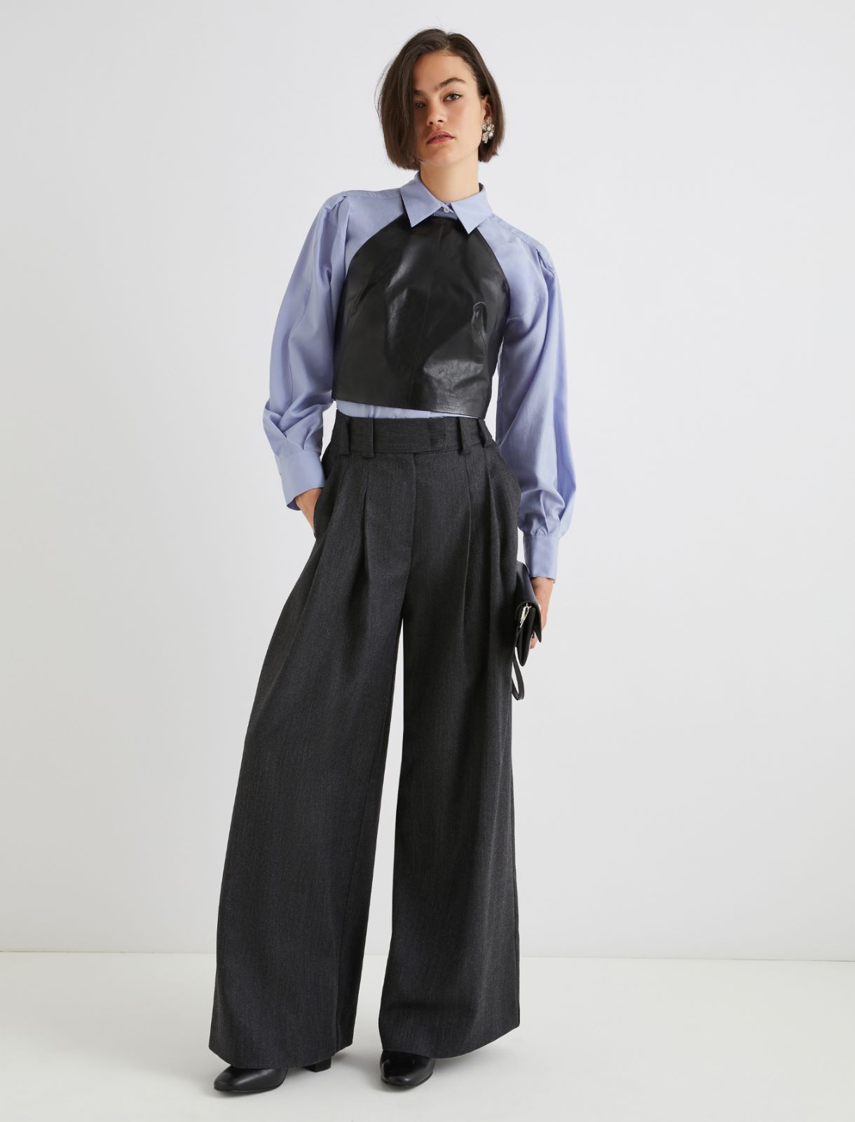 Flared poplin shirt - DUST BLUE - Marella - 2