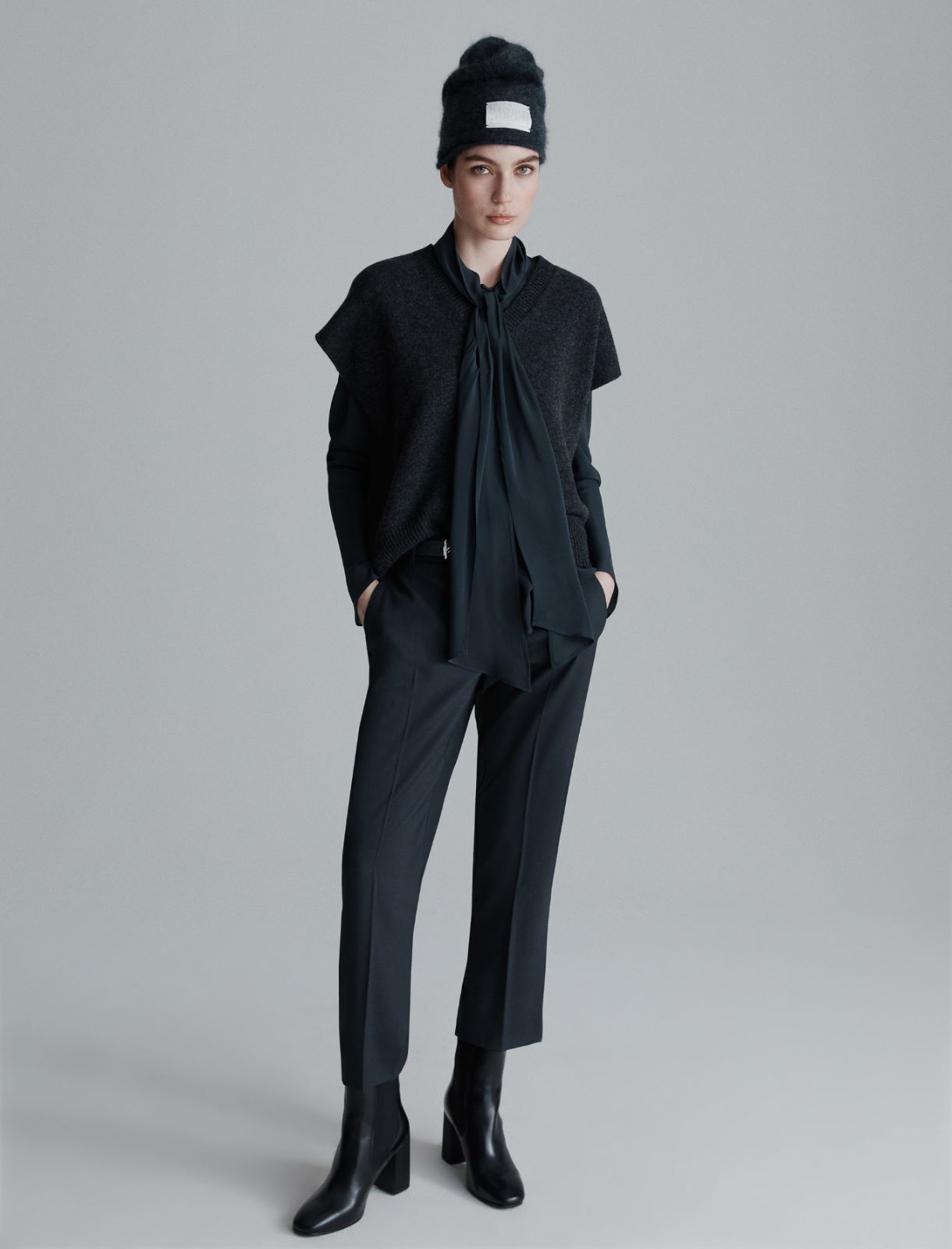 Satin shirt with sash detail - DARK GREY - Marella - 2