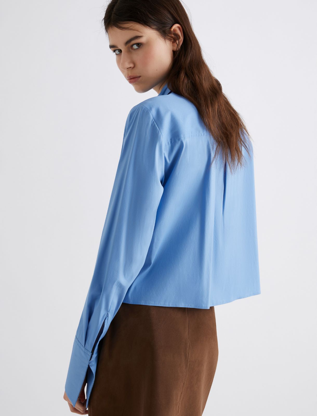 Chemise en popeline stretch - AZURE - Marella - 3