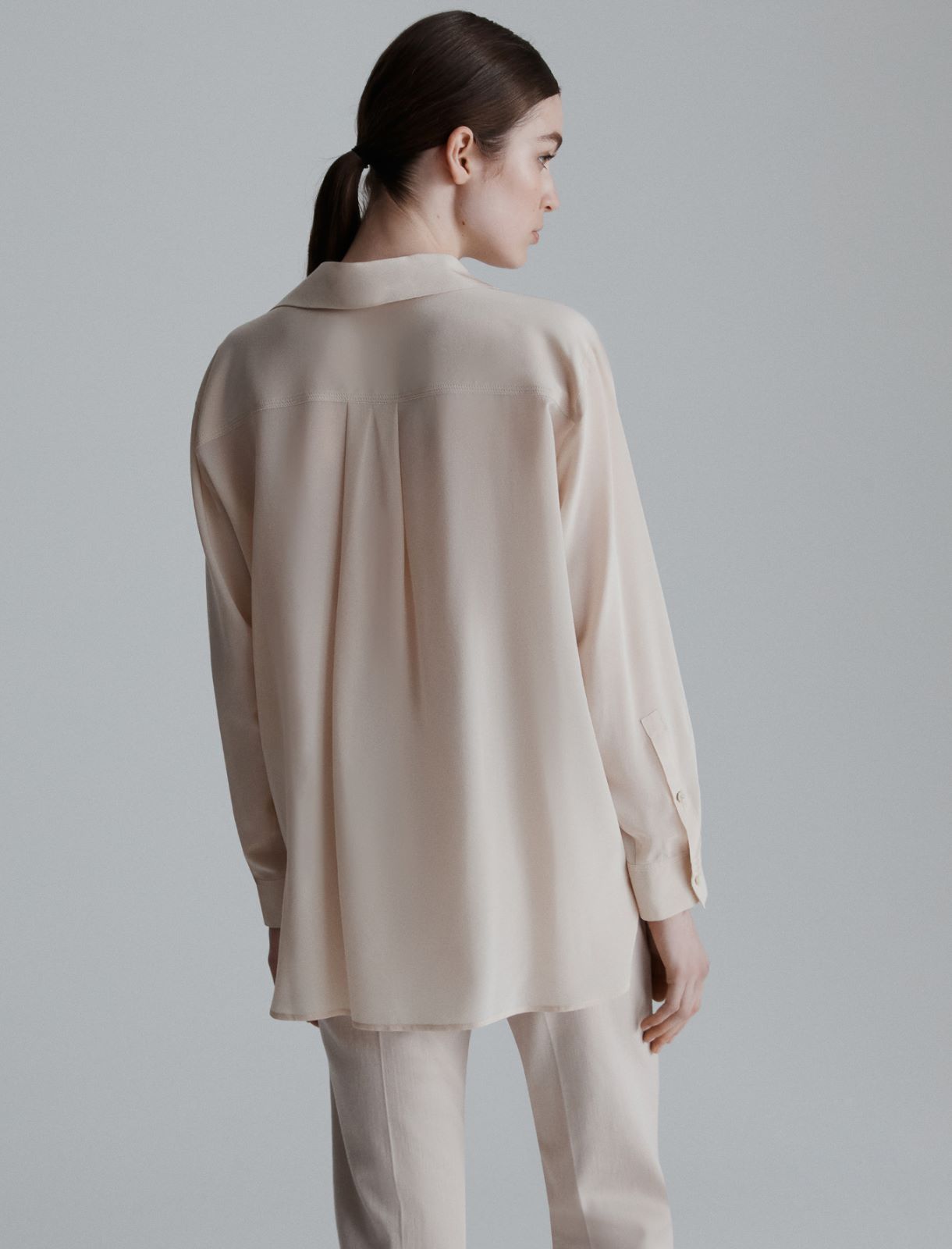 Silk crepe de chine shirt - CREAM - Marella - 3