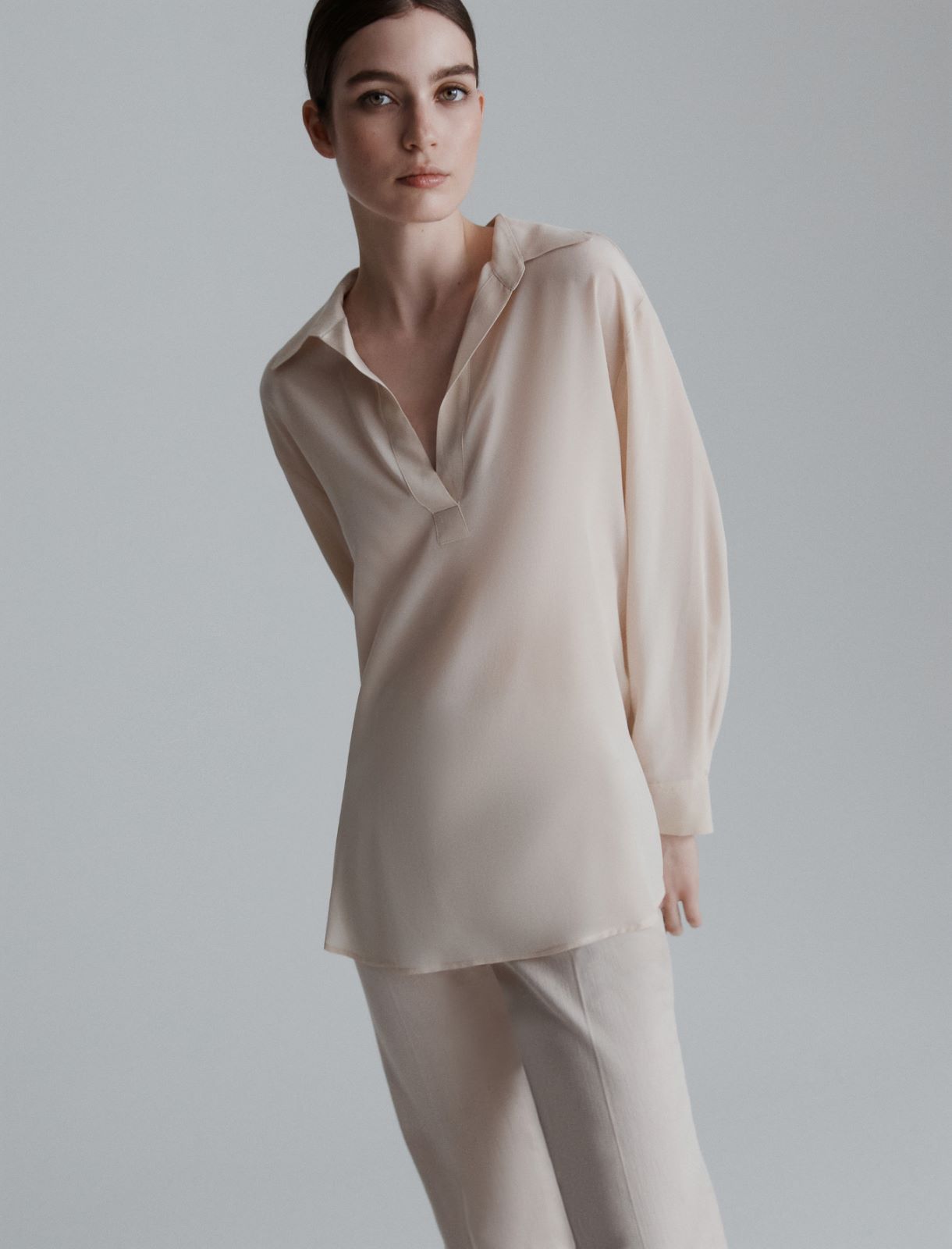 Silk crepe de chine shirt - CREAM - Marella - 4