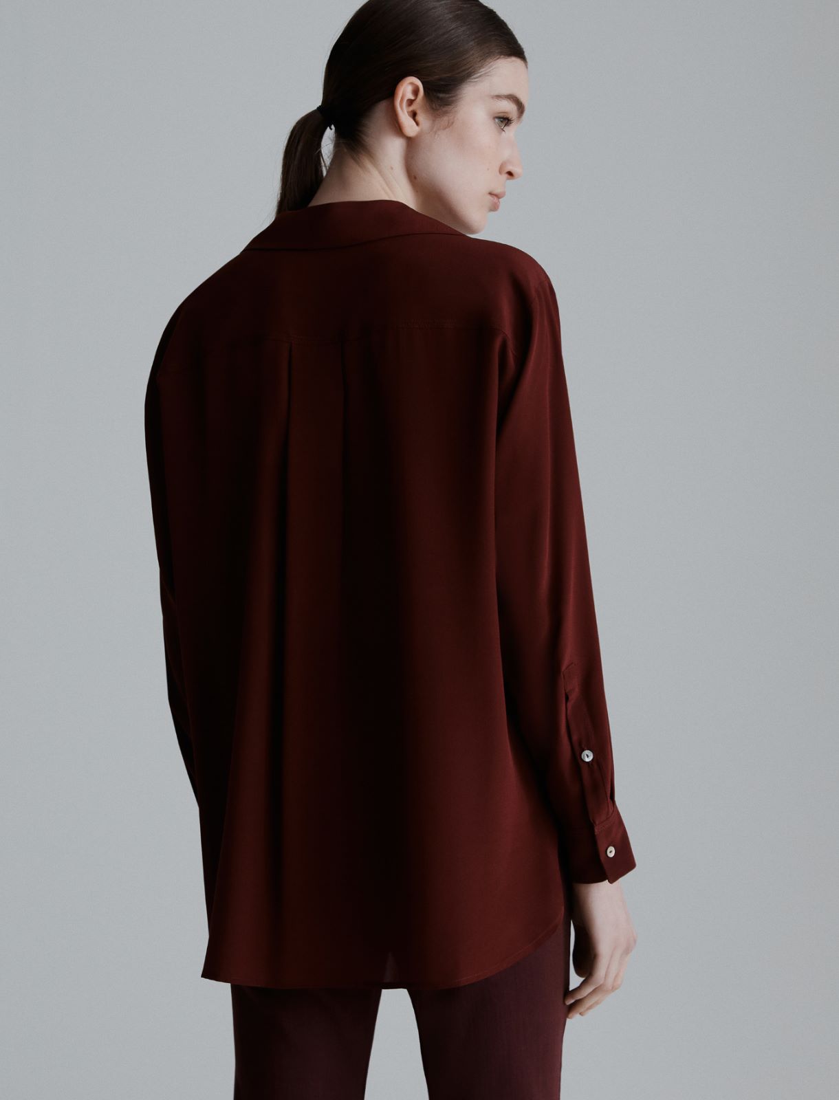 Silk crepe de chine shirt - BORDEAUX - Marella - 3