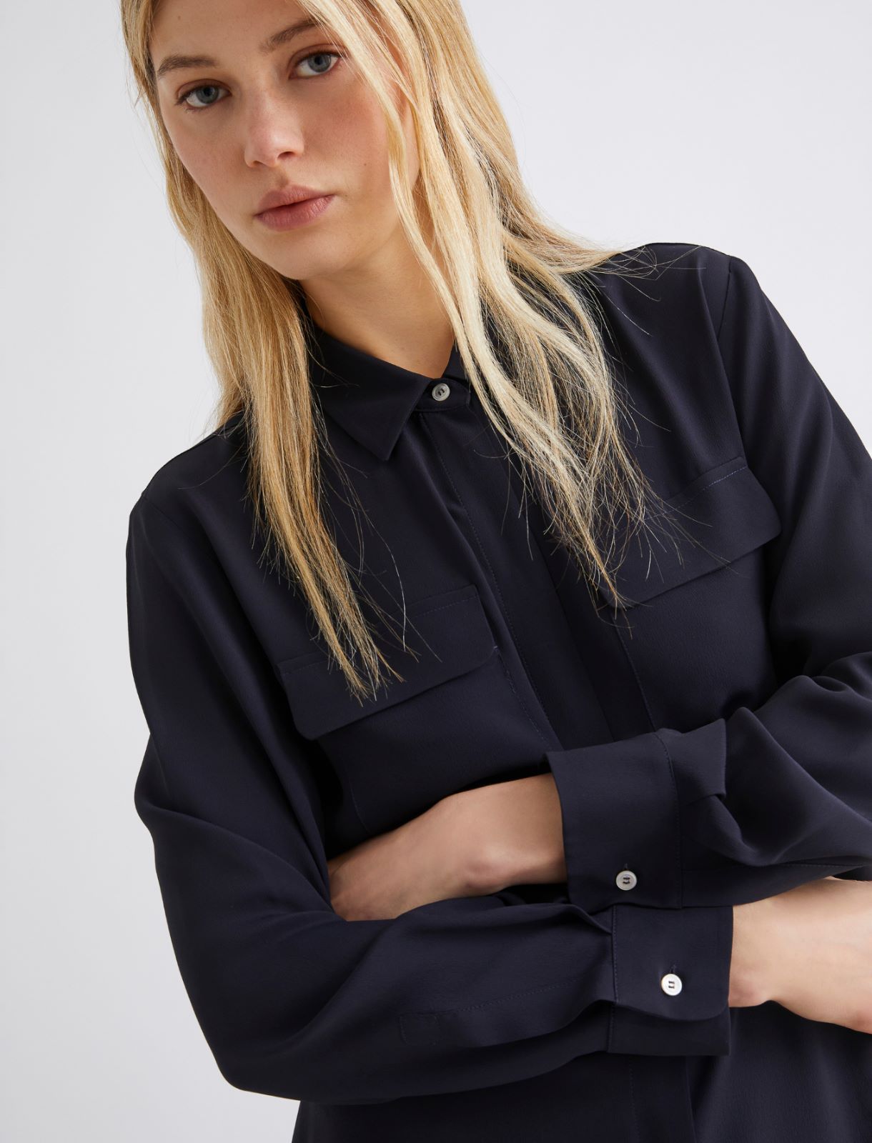 Chemise en soie mélangée - BLEU - Marella - 5