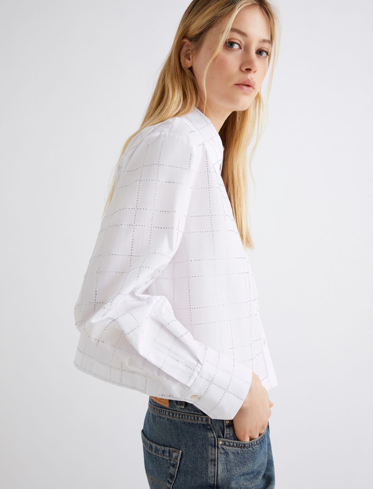 Rhinestone shirt - OPTICAL WHITE - Marella - 4