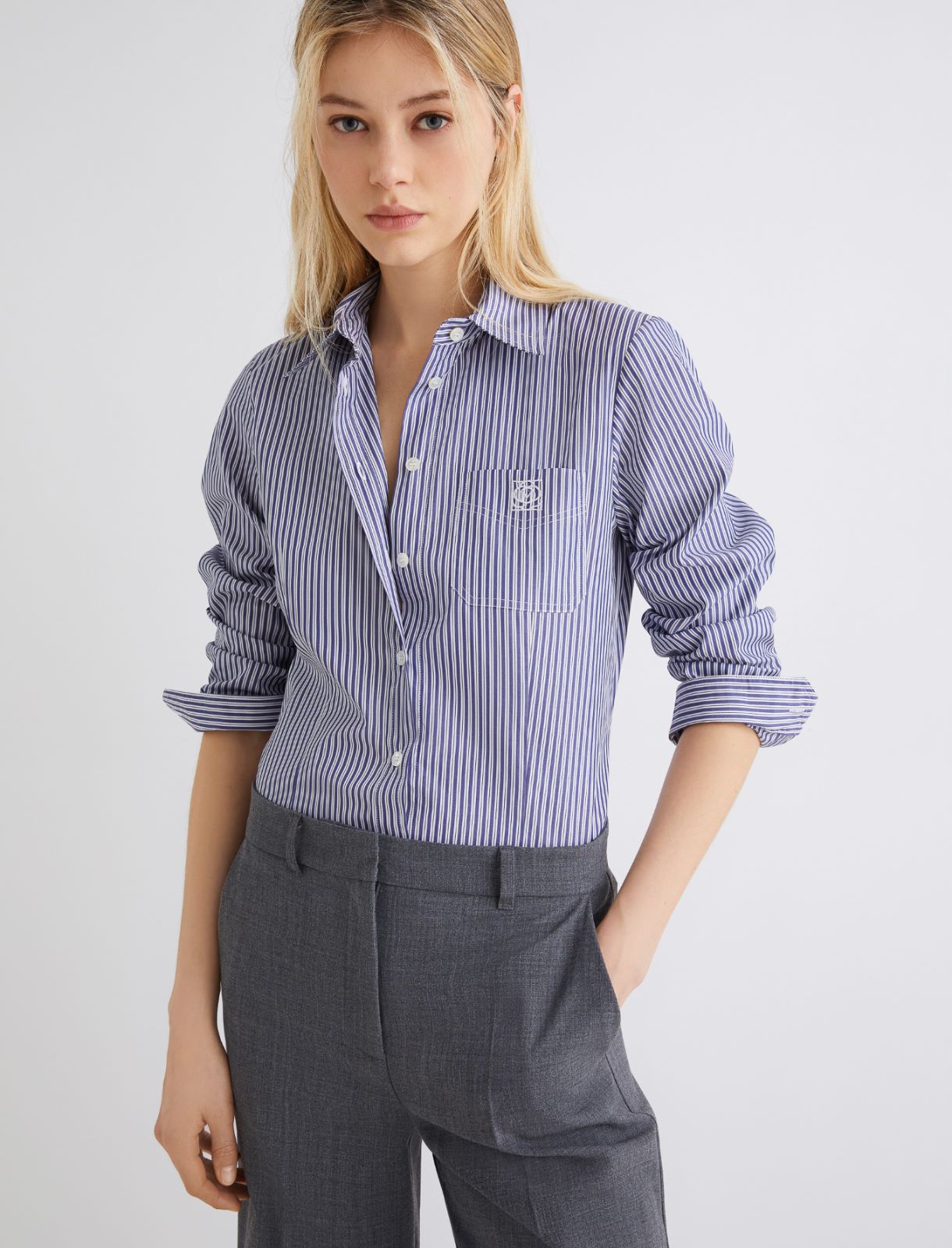 Feminine cotton shirt - NAVY - Marella - 3