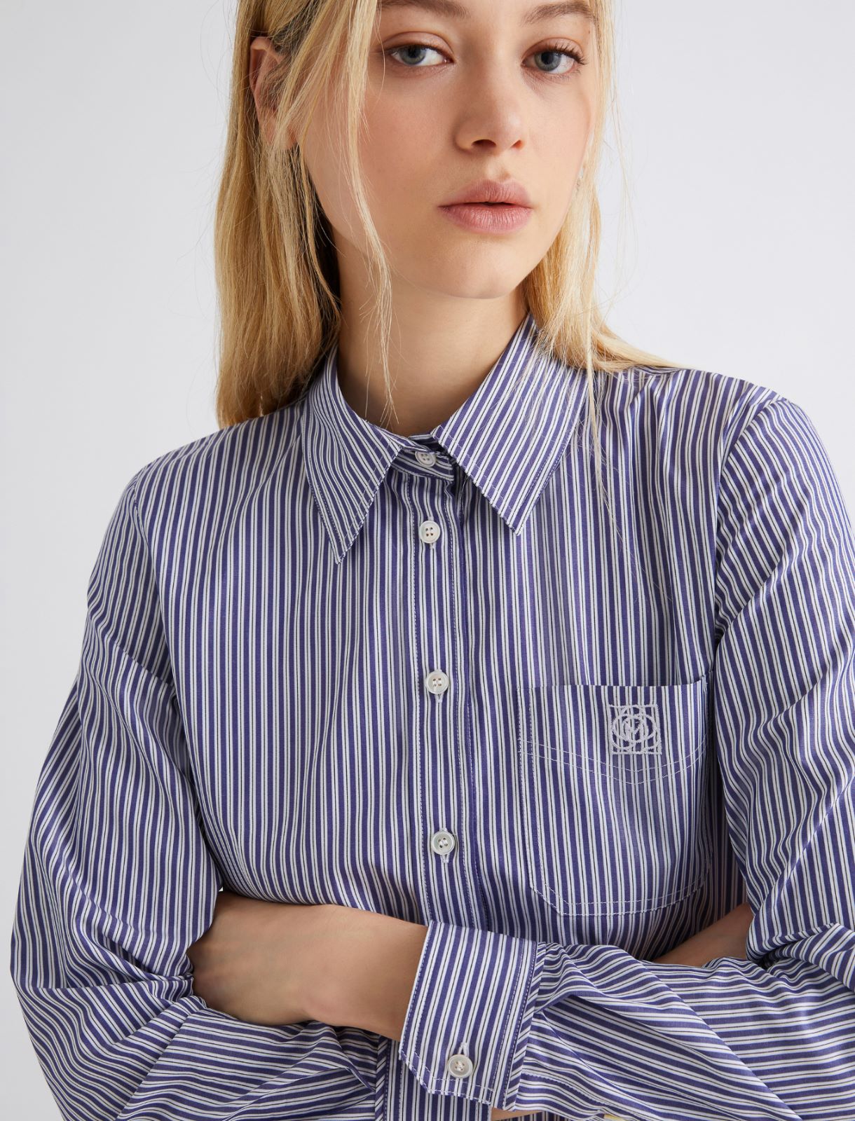 Feminine cotton shirt - NAVY - Marella - 4
