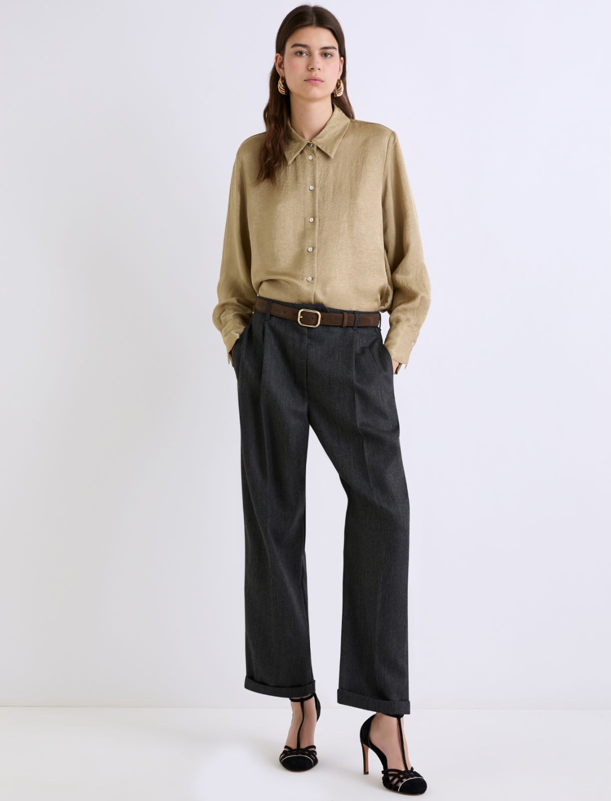 Crinkle-look shirt - OLIVE - Marella - 2
