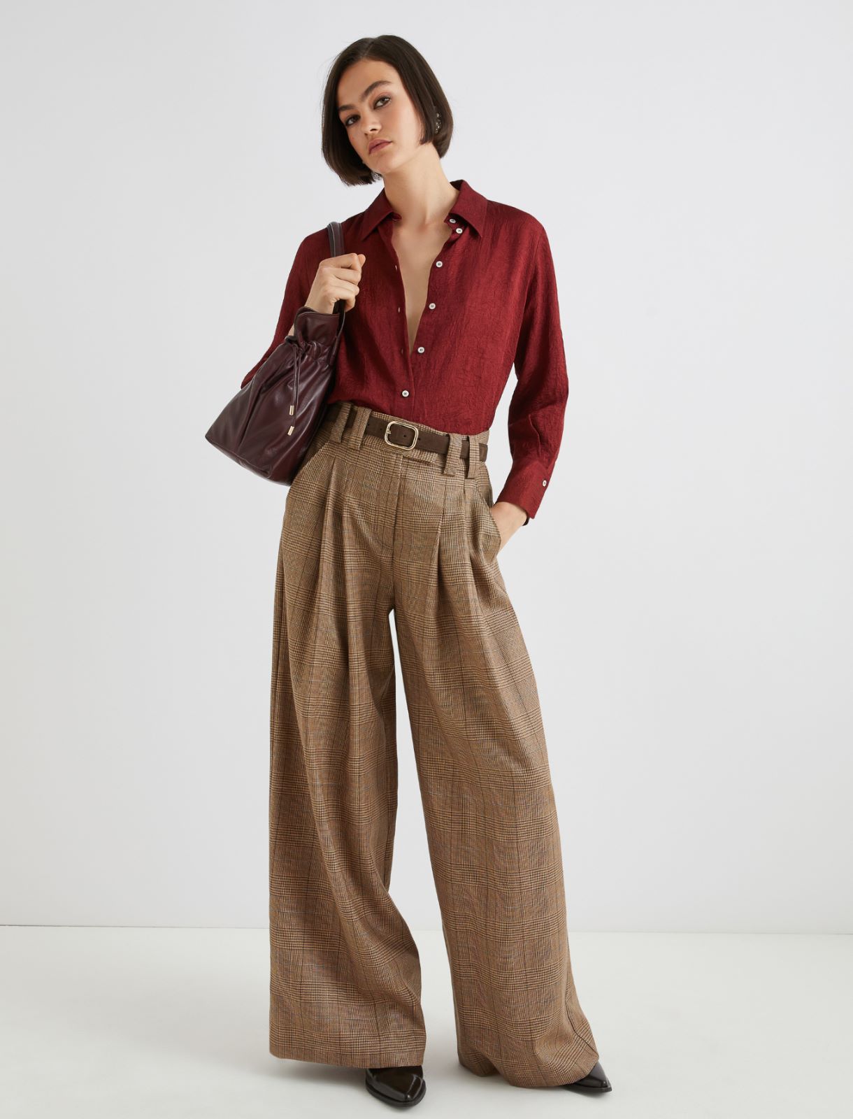 Crinkle-look shirt - BORDEAUX - Marella - 2